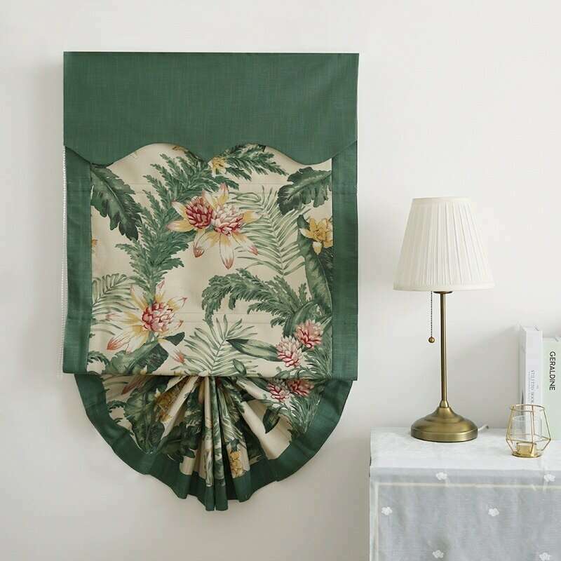 Luxury Green Roman Blinds for Windows - Mila Garden Style Blackout Shades for Living Room & Bedroom