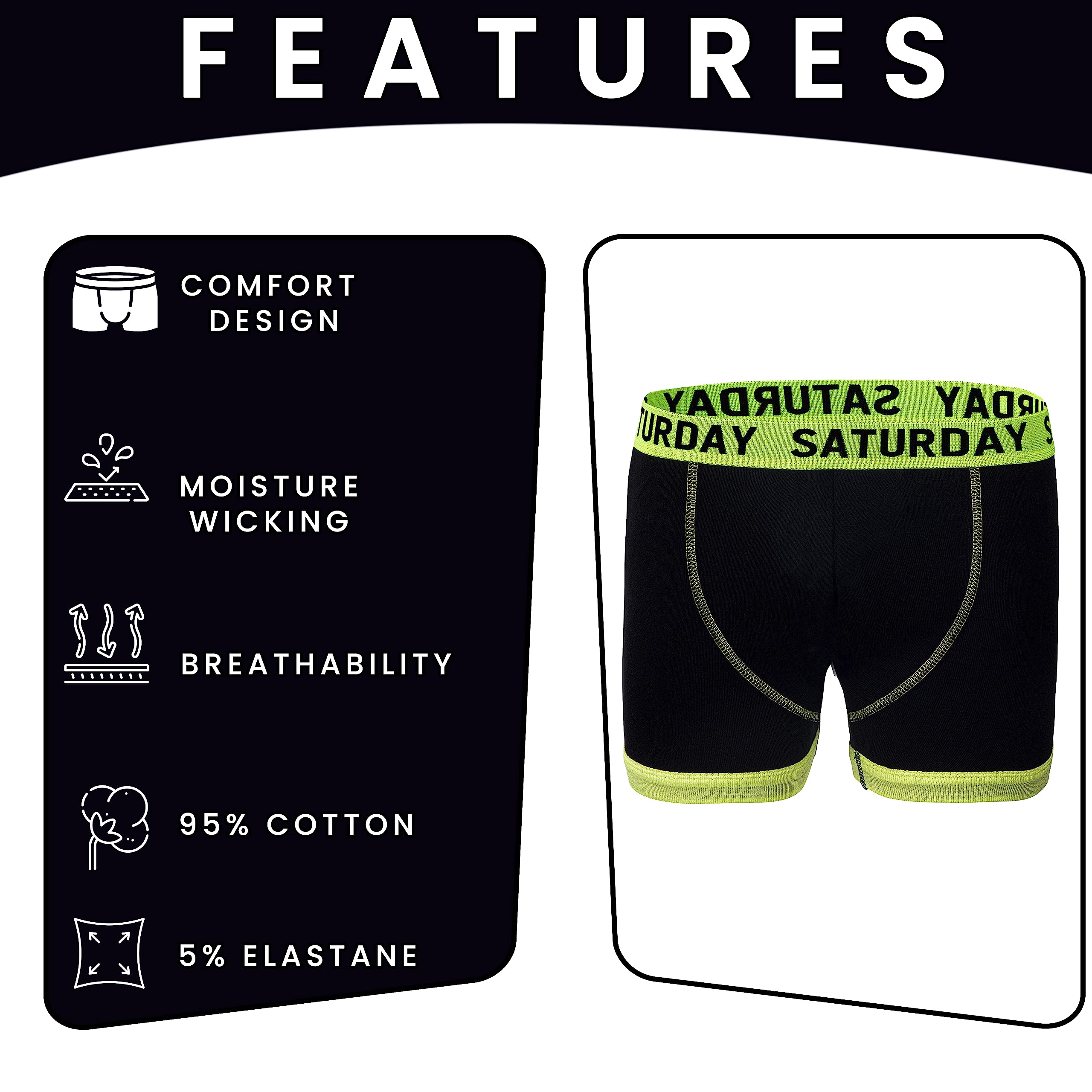 7 Days of the Week Boys Boxer Shorts - Soft Cotton Rich Underwear with Stretch, Breathable Trunk for Kids & Teens - Perfect for School, Sports & Everyday Comfort