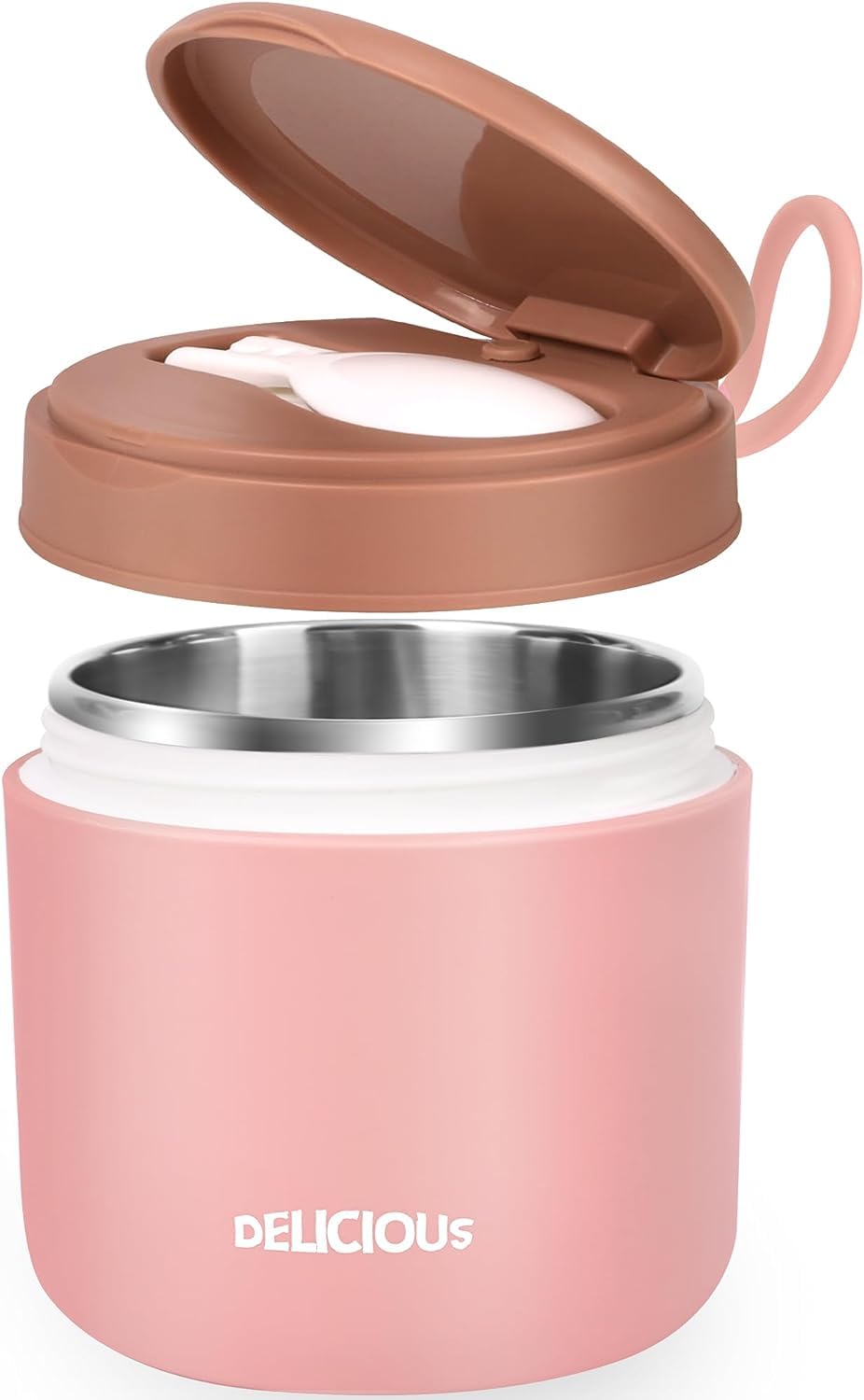 Wosta 4 Inch Insulated Stainless Steel Soup Bowl with Spoon & Lid - 430ml Airtight & Leakproof Food Container for Pasta, Soup, Rice, Salad, Fruits, Snacks - Perfect for School Lunch, Office Meals, Travel & Outdoor Picnics