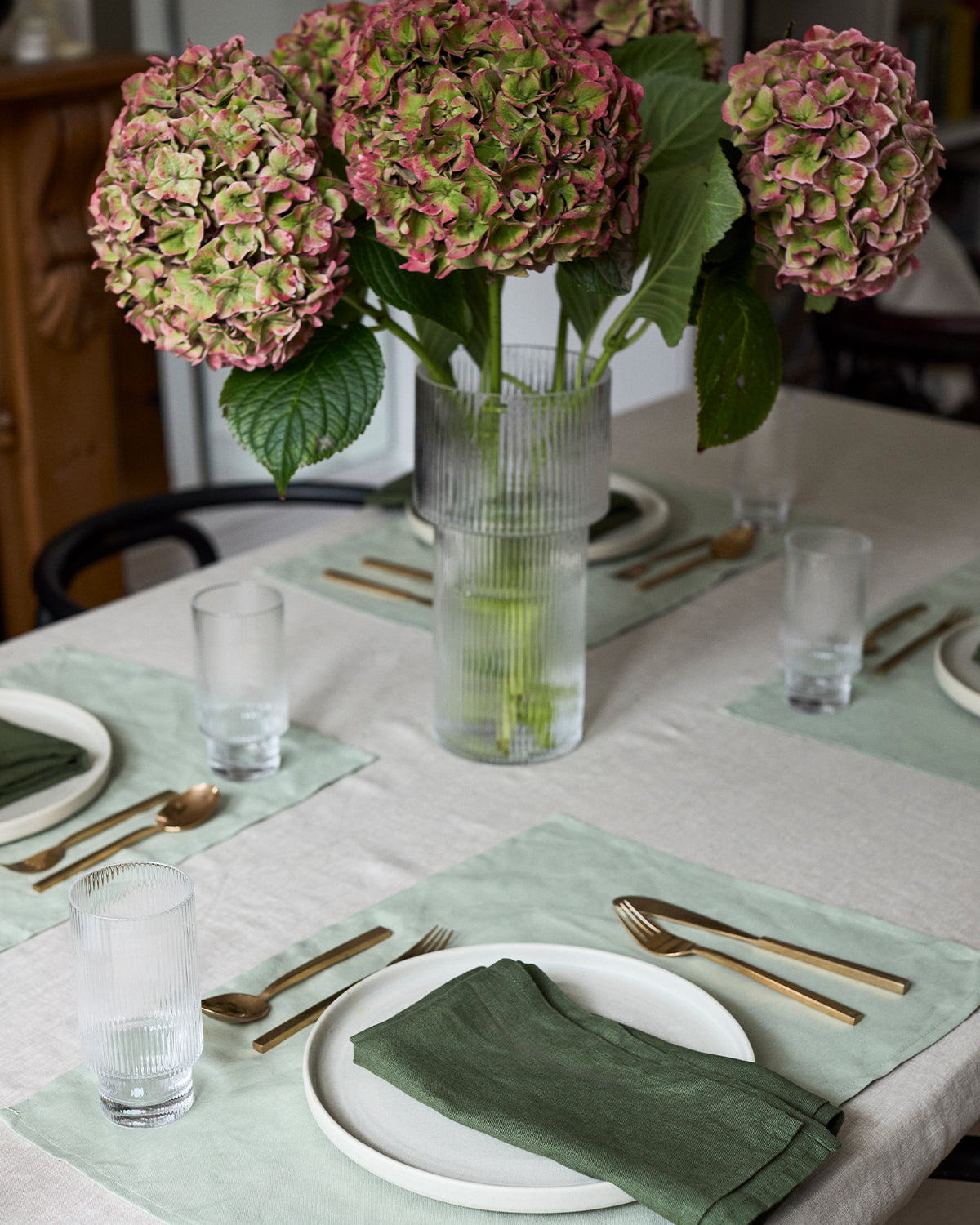 Premium Sage Green 100% French Flax Linen Placemats - Set of 4 Natural & Eco-Friendly Table Mats for Dining, Kitchen, and Home Decor