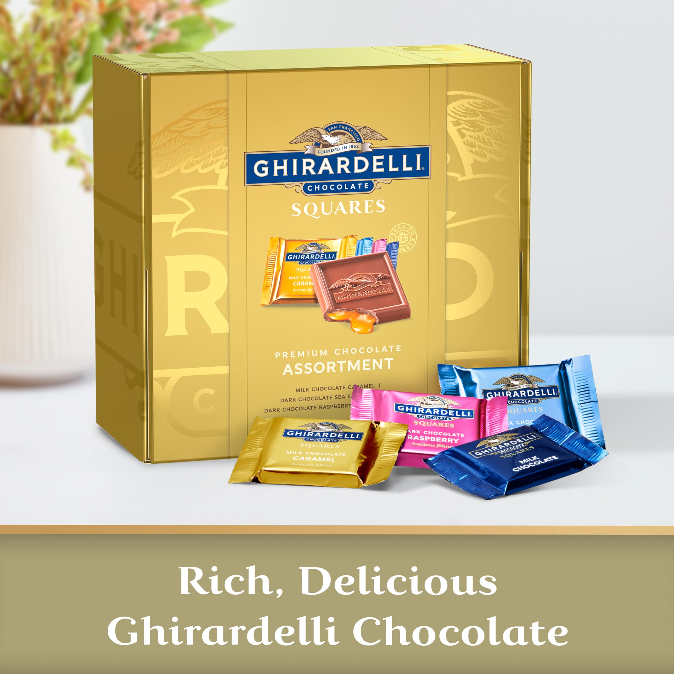 GHIRARDELLI Premium Chocolate Assortment SQUARES Gift Box - 29.6 oz (840g) Luxury Dark & Milk Chocolate Variety Pack | Perfect for Holiday Gifts, Birthday Presents & Corporate Events