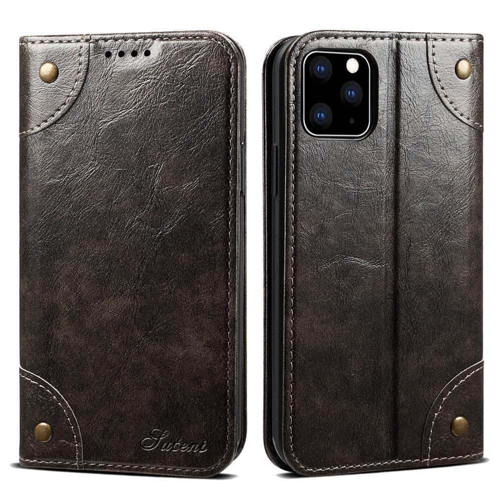 Genuine Leather iPhone 15 Pro Wallet Case - Classic Flip Cover with Card Slots | Perfect for Business, Travel & Everyday Use