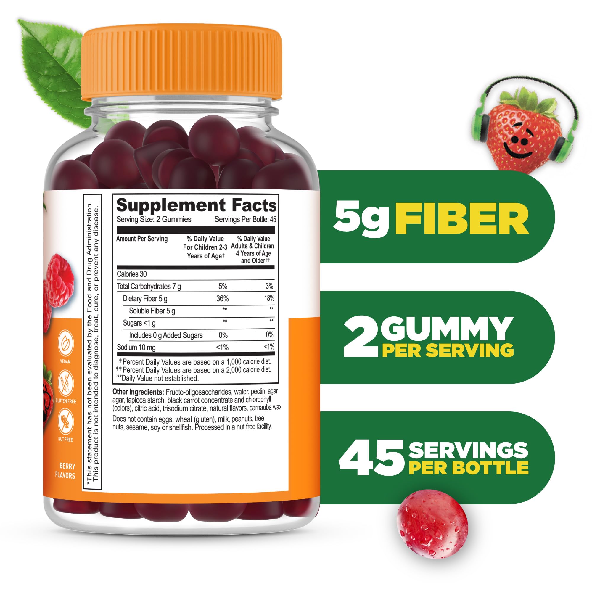 Lifeable Prebiotic Fiber Gummies for Kids - Digestive Health Supplement with 5g Fiber | Great Tasting Probiotic Gummy Vitamins for Children | 90 Count | Supports Gut Health & Regularity - Perfect for School Lunches & After-School Snacks