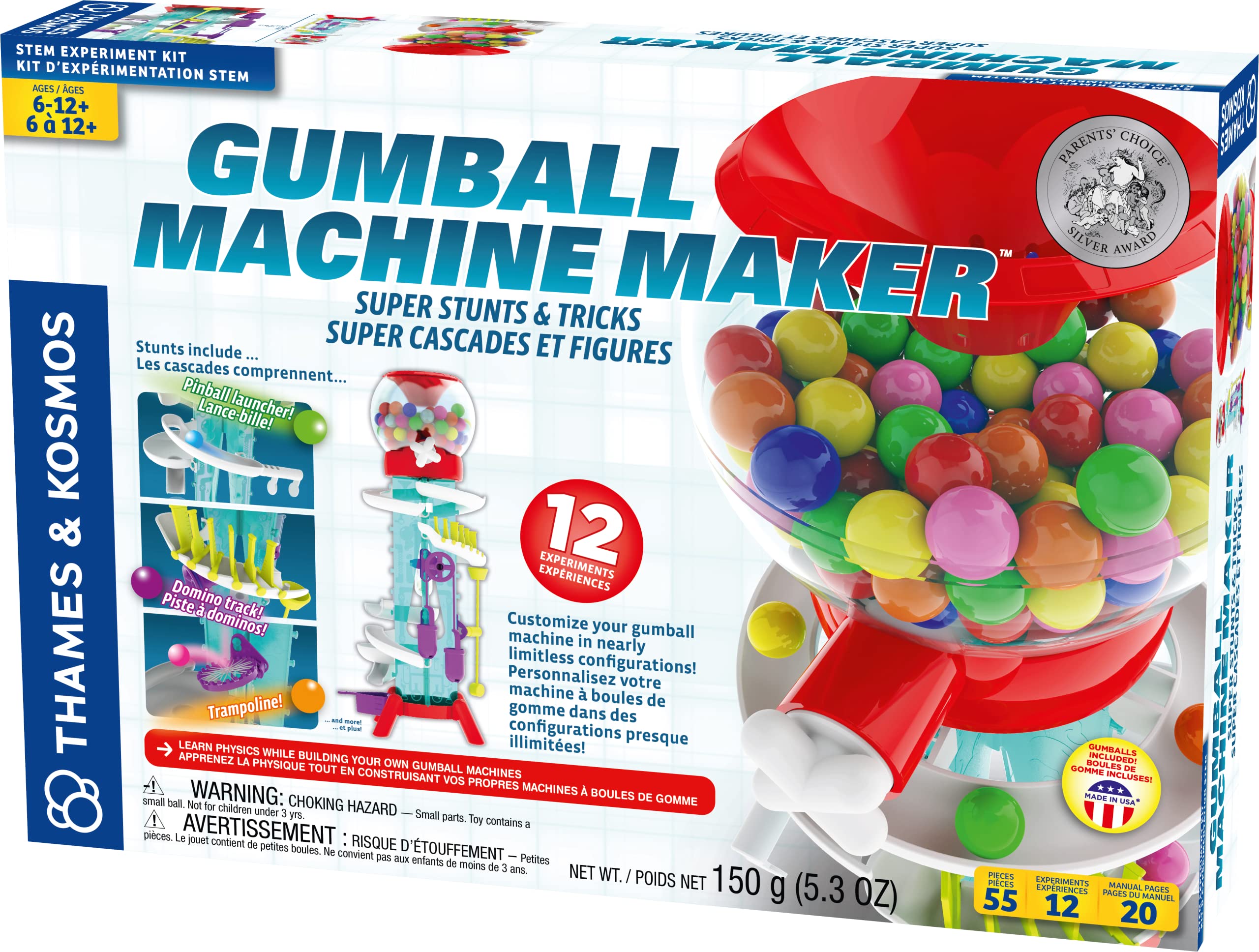 Thames & Kosmos Gumball Machine Maker Lab - STEM Science Kit for Kids with Super Stunts & Tricks - Bilingual English/Spanish - Fun DIY Project for Birthday Gifts & Classroom Activities