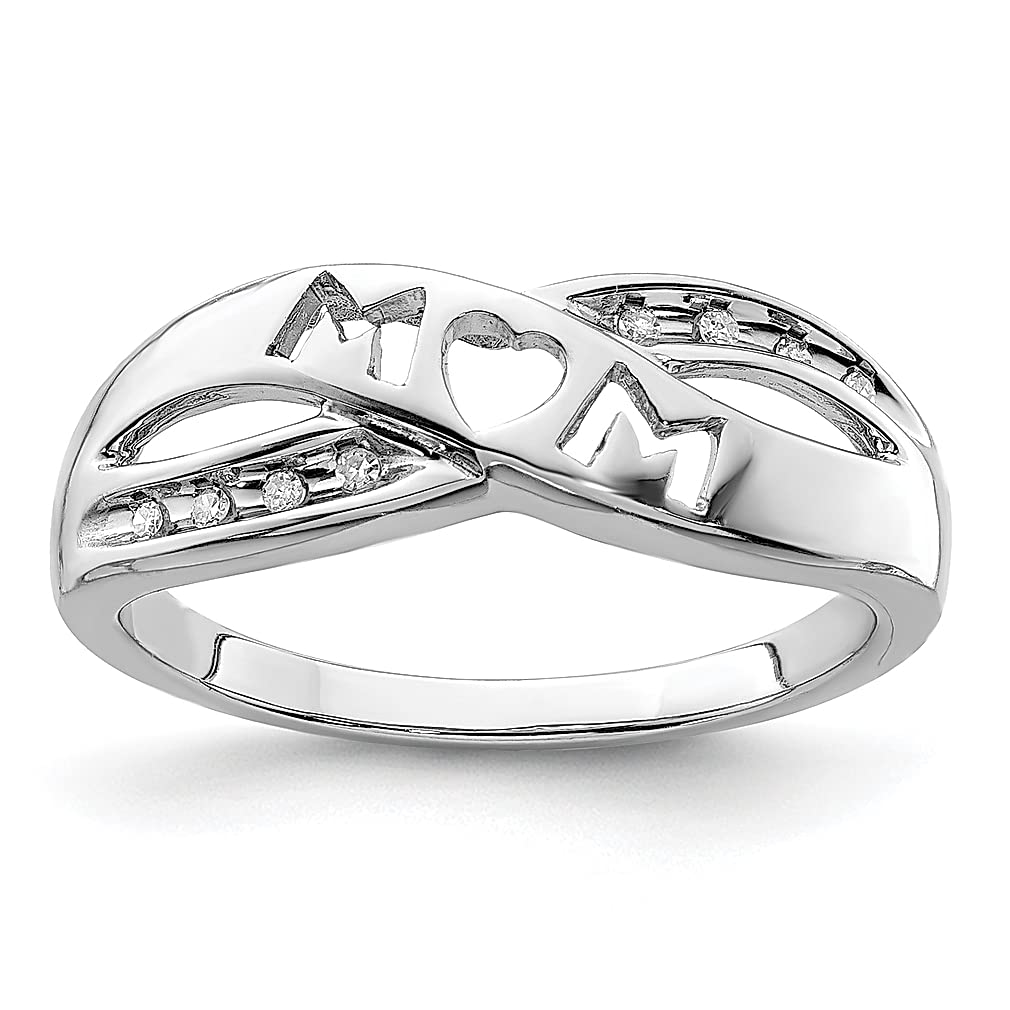 925 Sterling Silver Diamond Mom Band Ring - Elegant Women's Jewelry Gift for Mother's Day, Anniversary & Special Occasions