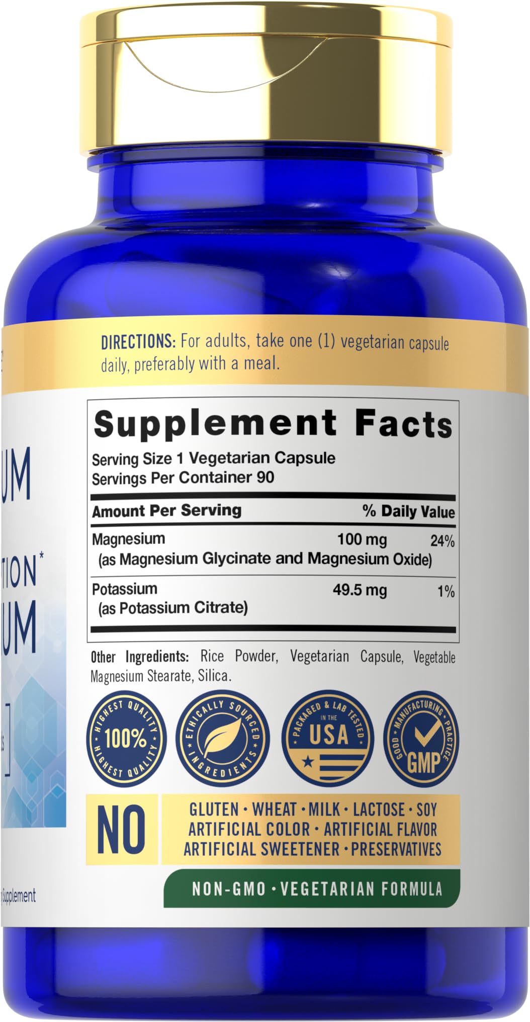 Carlyle Potassium Magnesium Supplement 90 Capsules | High Absorption, Vegetarian, Non-GMO, Gluten Free | Supports Muscle Function, Heart Health & Energy Boost for Active Lifestyles