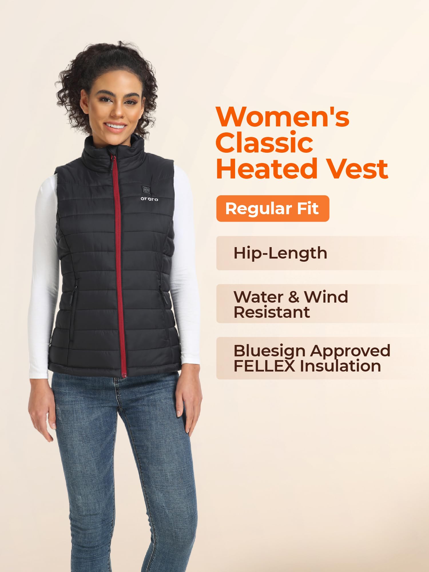 ORORO Women's Lightweight Heated Vest with Battery Pack - USB Rechargeable Winter Warm Jacket for Outdoor Activities, Hiking & Cold Weather (Charger Not Included) - Perfect for Work, Travel & Daily Commute