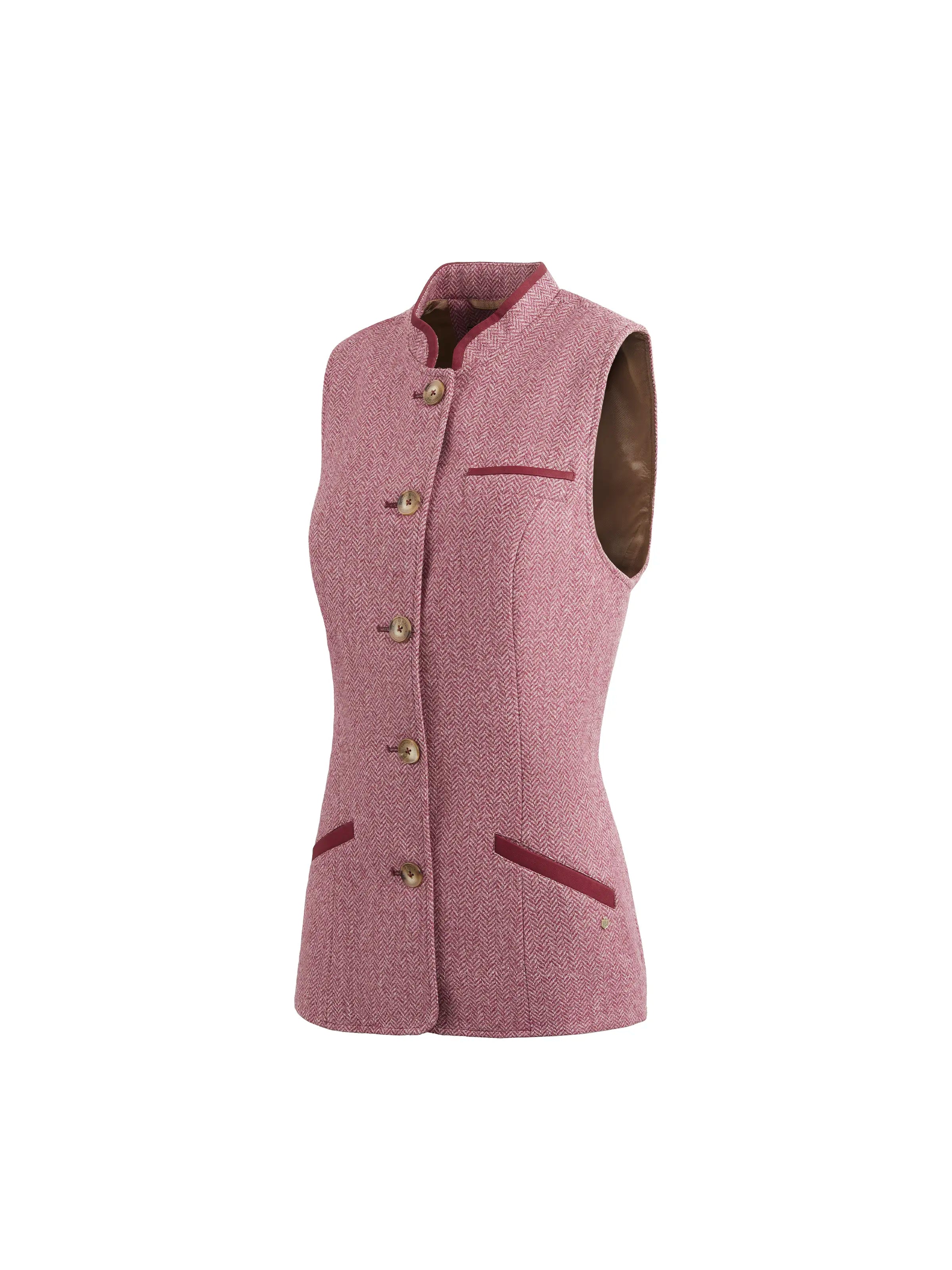 Madeline Gilet Pink Herringbone Vest - Breast Cancer Awareness Women's Fashion Top for Fall & Winter Layering | Office Wear, Casual Outfits, Charity Events