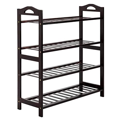 4-Tier Shoe Rack Bench with Storage - Space Saving Entryway Organizer for Hallway, Living Room & Bathroom - Sturdy Shoe Cubby & Entry Bench in Black - Perfect for Small Spaces & Home Organization