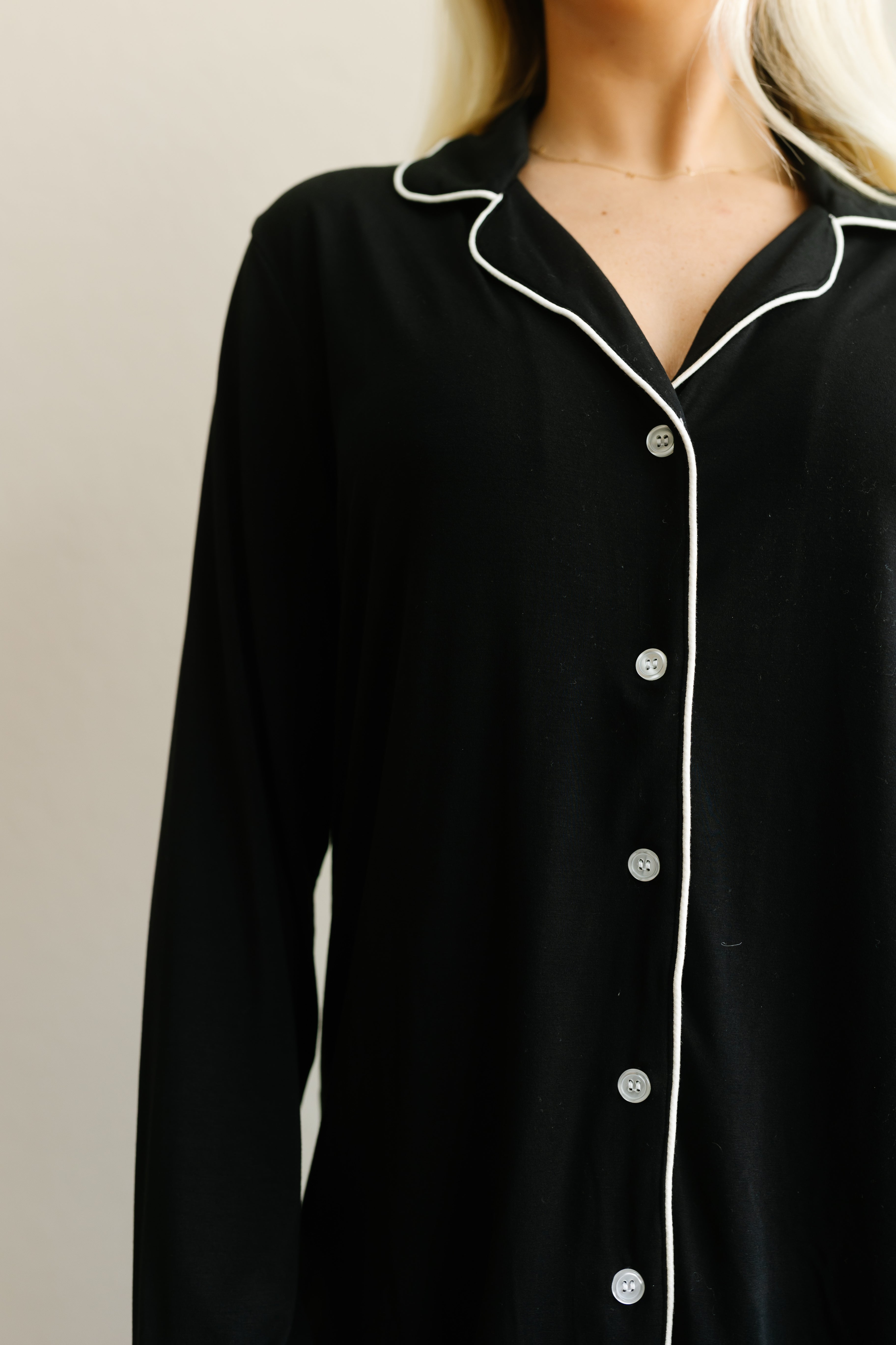 Elegant Black Tie Pajama Set for Women - Long Sleeve Sleepwear - Perfect for Valentine's Day, Anniversary Gifts & Cozy Nights