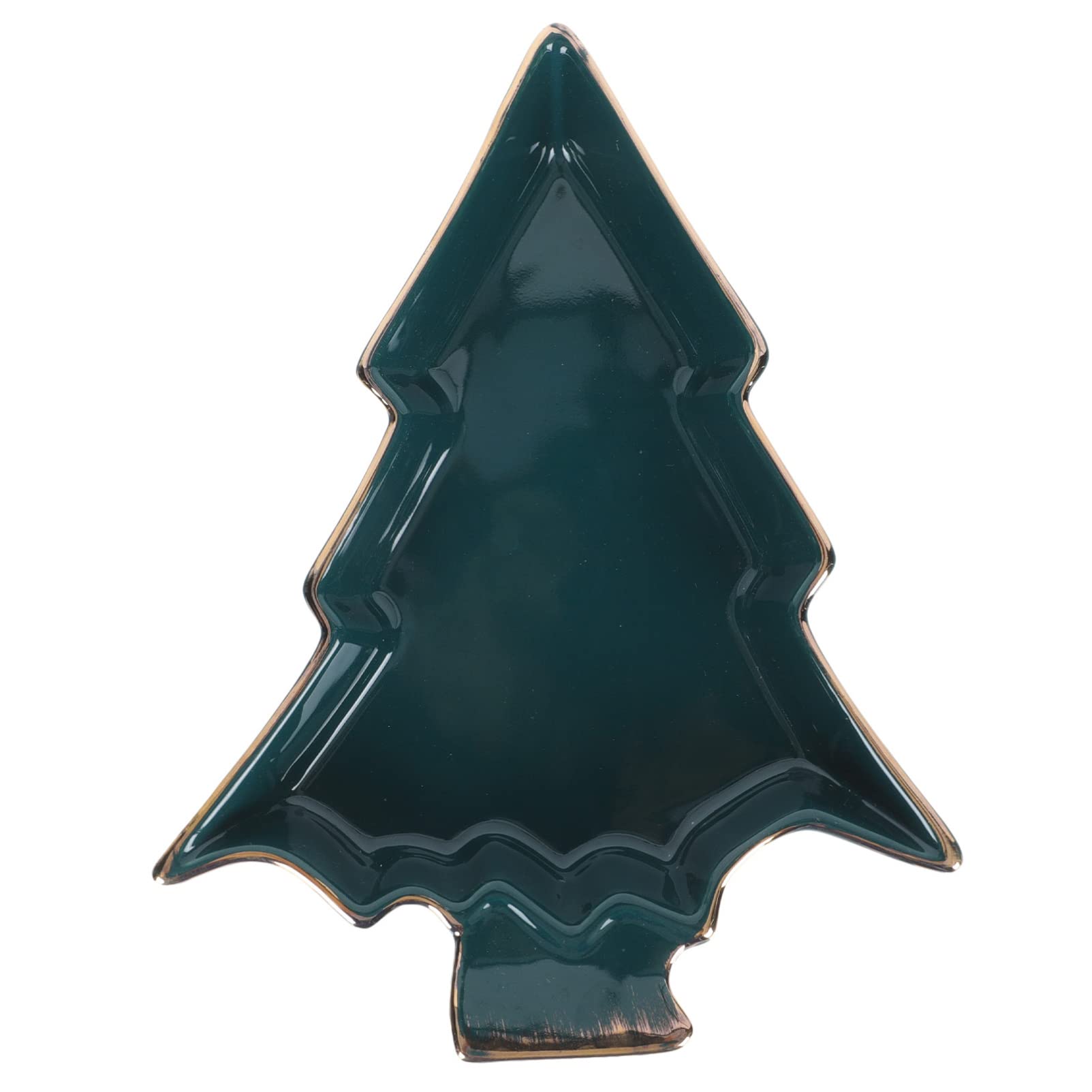 Luxury 8-Inch Christmas Snack Plate - Emerald Green Ceramic Dessert Tray for Holiday Parties, Candy, Dried Fruits & Pastries | Elegant Phnom Penh Christmas Tree Design for Home Decor & Festive Gatherings