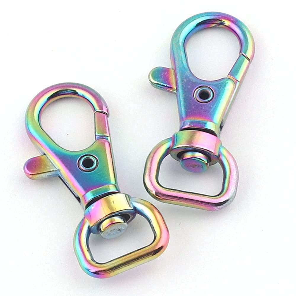 Rainbow Swivel Snap Hook Clasps 6-Pack - Keychain, Bag & Lanyard Clip for Keys & Accessories