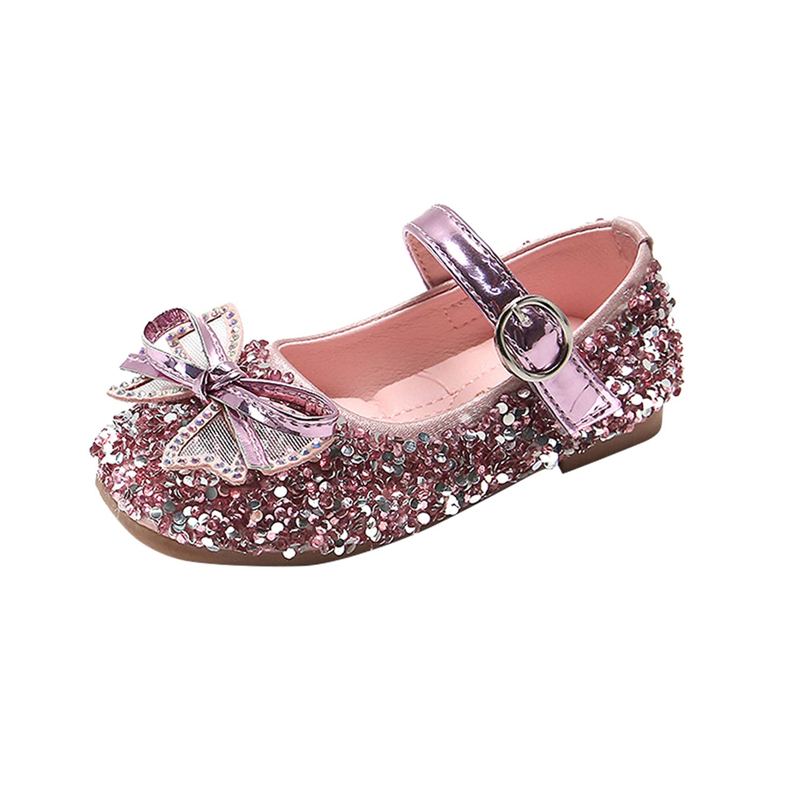 EnJoCho Girls' Glitter Paillette Dance Shoes - Soft-Soled Non-Slip Ballet Shoes for Kids (Pink, Size 5.5-6 Years) | Perfect for Stage Performances, Dance Classes & Summer Play
