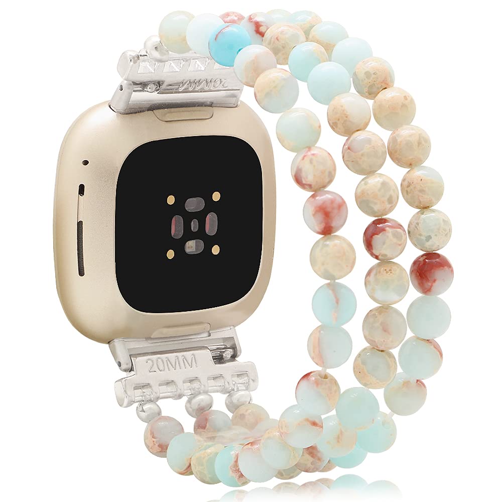 Premium Gemstone Beaded Replacement Bands for Fitbit Versa 3/Versa 4/Sense 2 - Stylish & Durable Fitness Tracker Accessories for Women & Men - Perfect for Workouts, Yoga & Everyday Wear