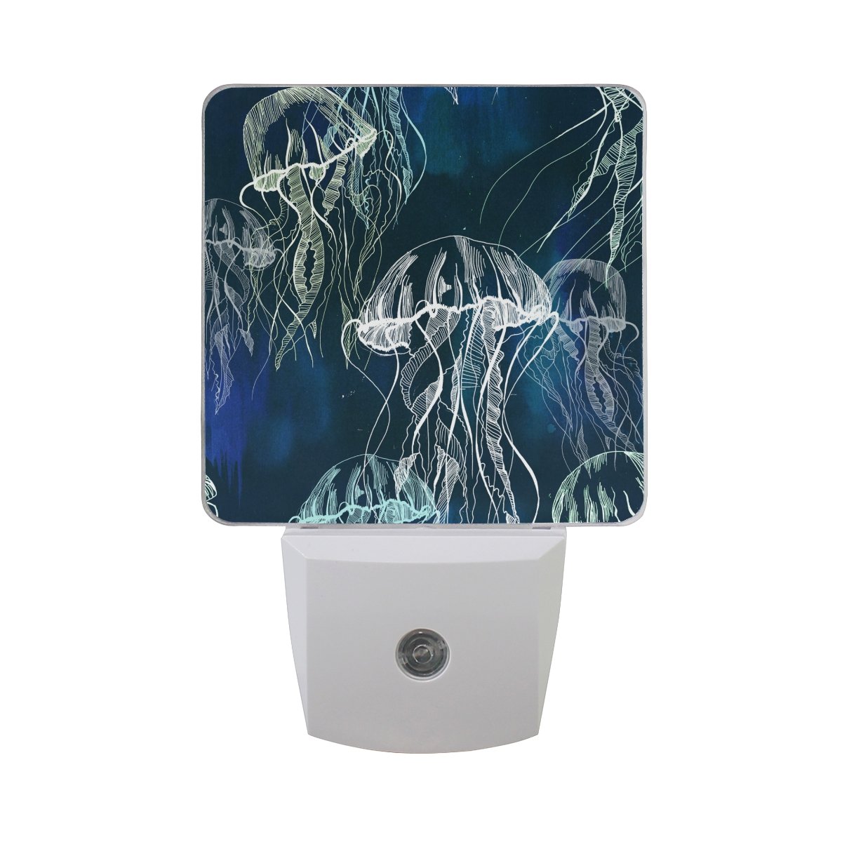 WIHVE Ocean Seawater Jellyfish Plug-in LED Night Light with Dusk to Dawn Sensor - 2 Pack for Bedroom, Bathroom, Kitchen, Hallway & Stairs | Energy-Efficient Compact Nightlight for Kids, Adults & Home Safety