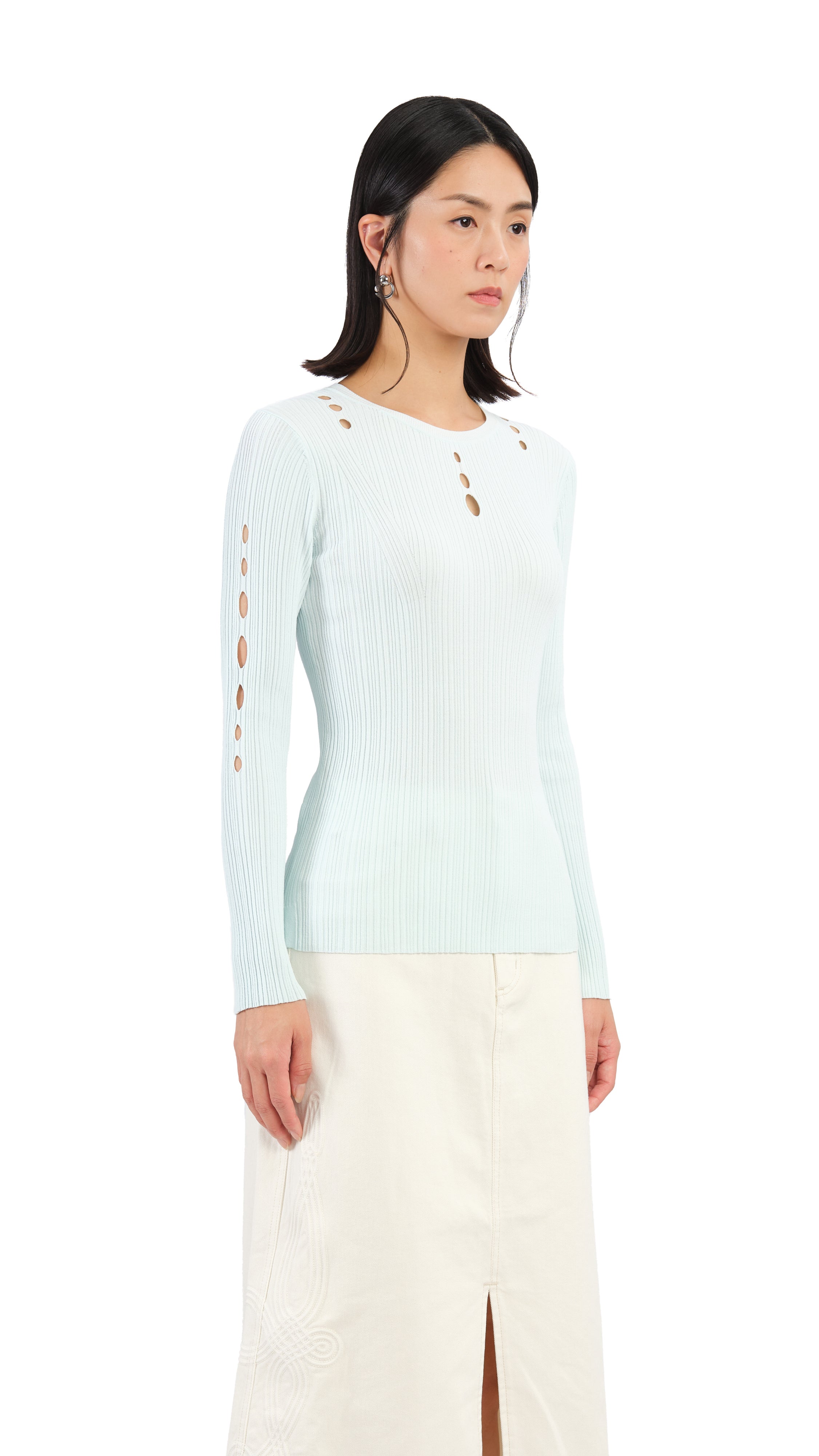 Slash Cut Out Sweater Women's Fashion Trendy Knit Pullover - Perfect for Casual Outfits, Date Nights & Fall Layering
