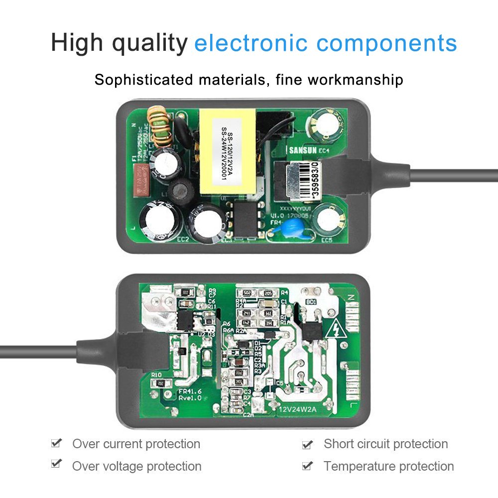 12V 2A Power Adapter 24W, AC 120V to DC 12V Converter with 5.5x2.1mm Plug - Universal Power Supply for LED Strip Lights, CCTV Cameras, Hard Drives, Monitors & More (2 Pack) - Perfect for Home Security Systems & Office Electronics