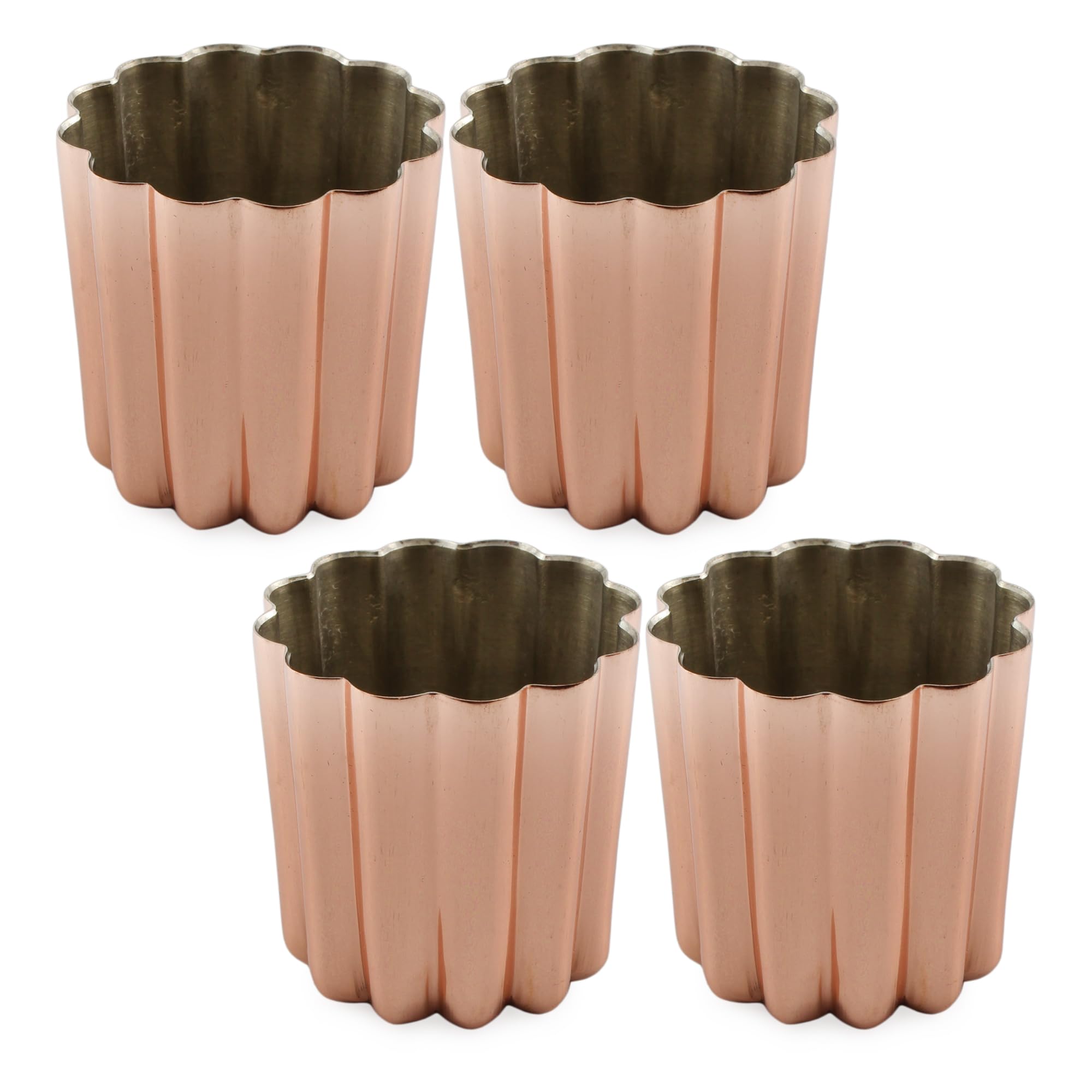 Darware Copper Canelle Pastry Molds (4-Pack) - 2-Inch Bordeaux French Custard Cannele Cake Baking Molds | Premium Heat-Conducting Copper for Perfect Pastries | Ideal for Home Bakers & Professional Chefs
