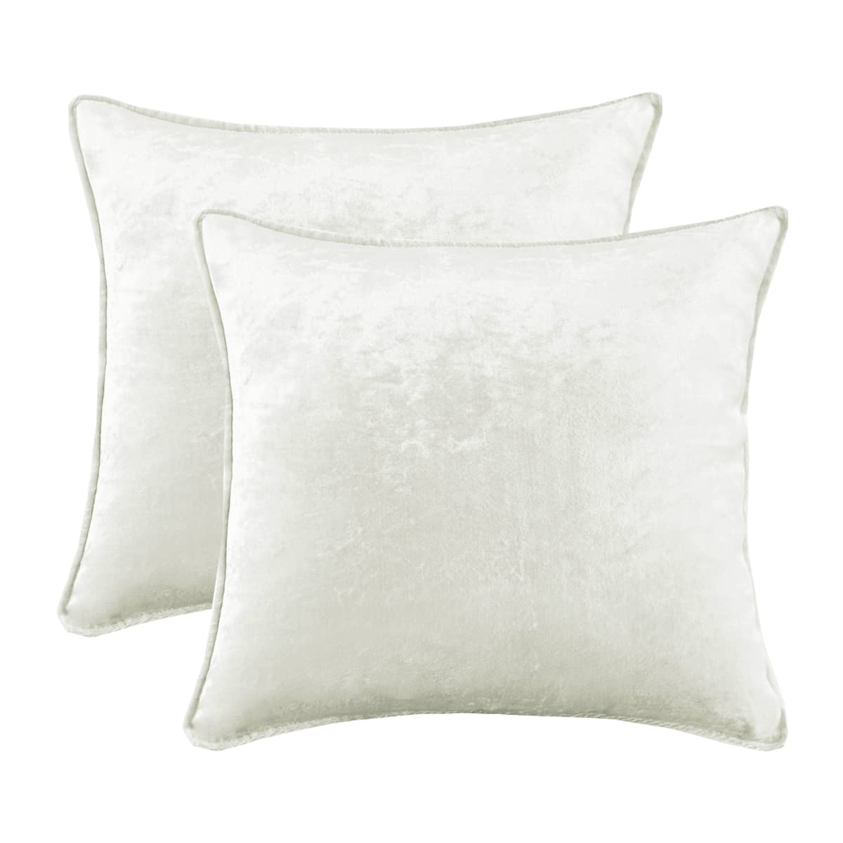 GIGIZAZA Velvet Decorative Throw Pillow Covers 24x24 Inches - Peacock White Ivory Square Couch Sofa Pillow Covers Set of 2 - Perfect for Living Room, Bedroom & Home Decor