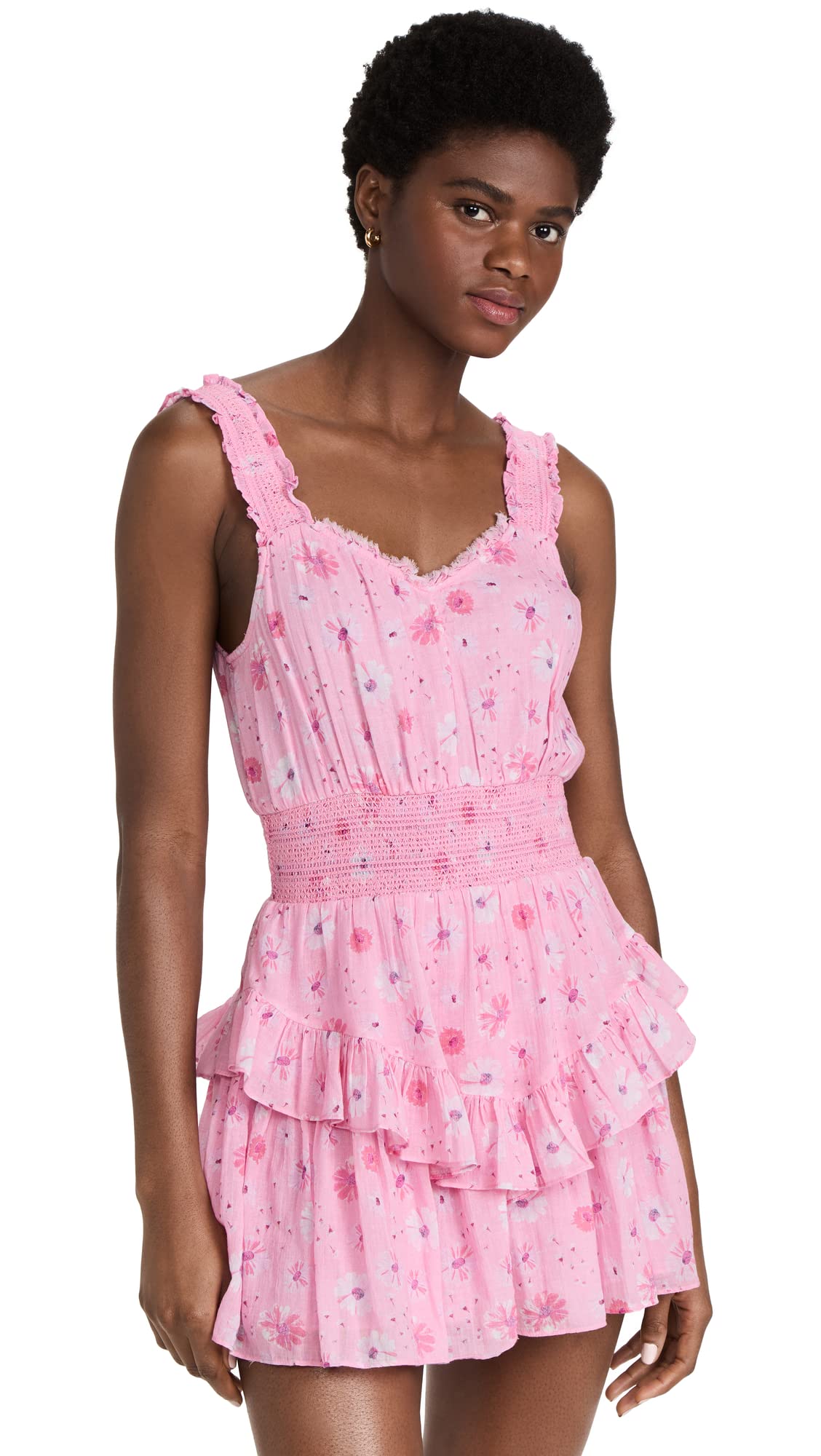 LOVESHACKFANCY Women's Norelli Floral Print Midi Dress - Perfect for Summer Weddings, Brunch Dates & Beach Vacations