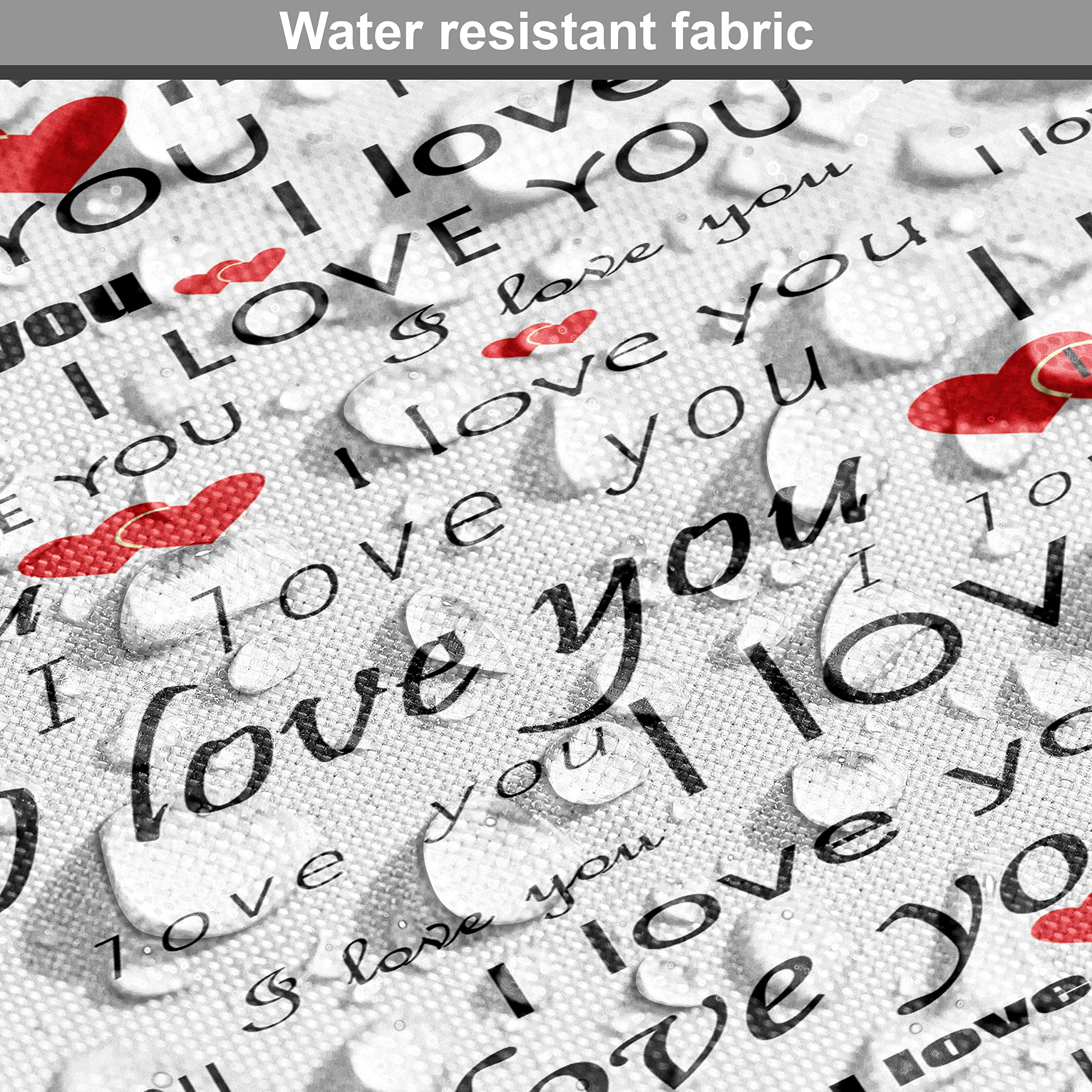 Ambesonne I Love You Fabric by The Yard - Romantic Hearts & Multilingual Love Words Pattern for Upholstery, Home Decor, DIY Crafts (10 Yards, Red & Black) - Perfect for Valentine's Day Gifts, Wedding Decorations & Bedroom Accents