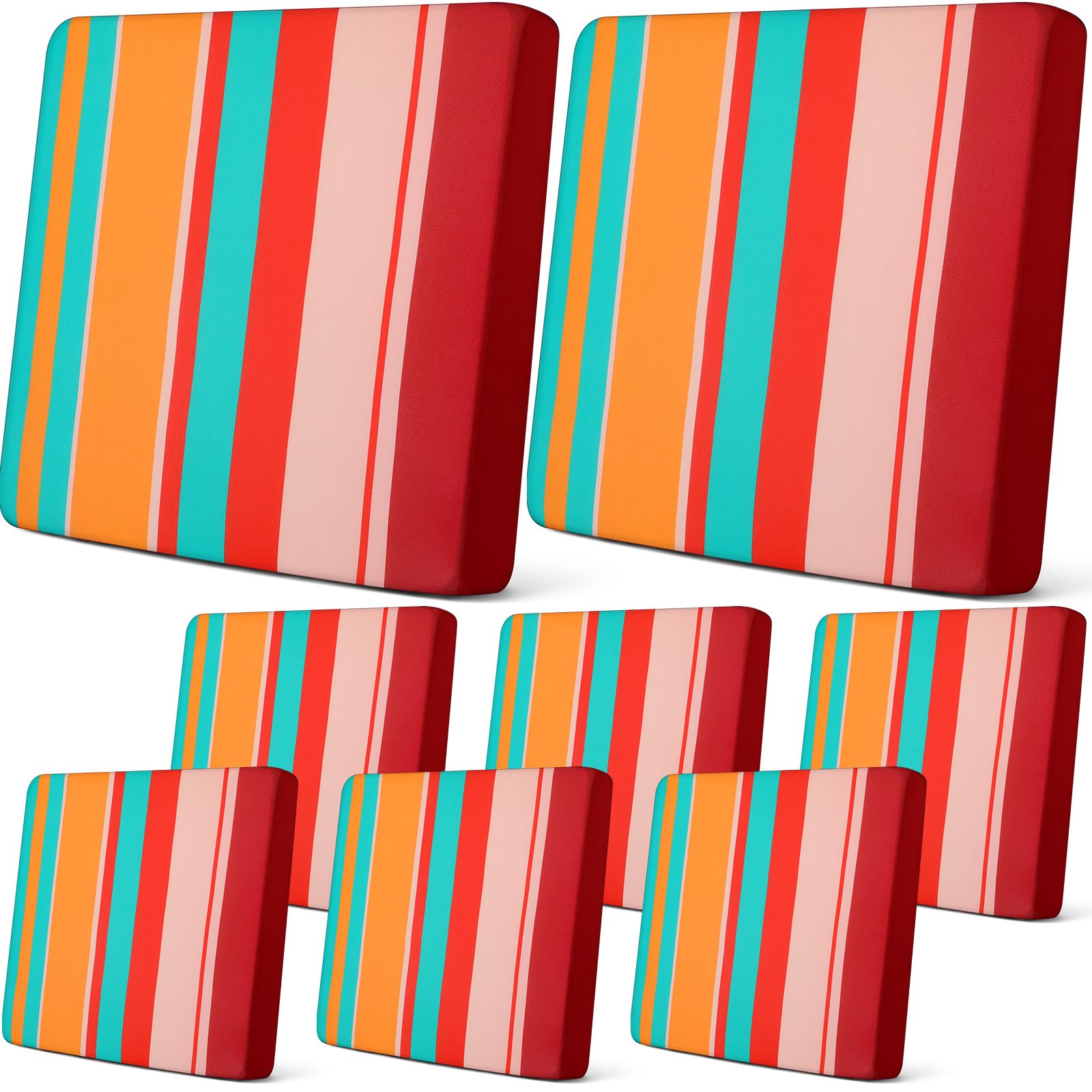 **Newwiee 8-Piece Stretch Sofa Cushion Covers - Waterproof Outdoor Patio Furniture Slipcovers, Soft & Durable Replacement Covers for Sofa, Chair, Loveseat (Trendy Colors) - Perfect for Backyard, Deck, Poolside & Garden**