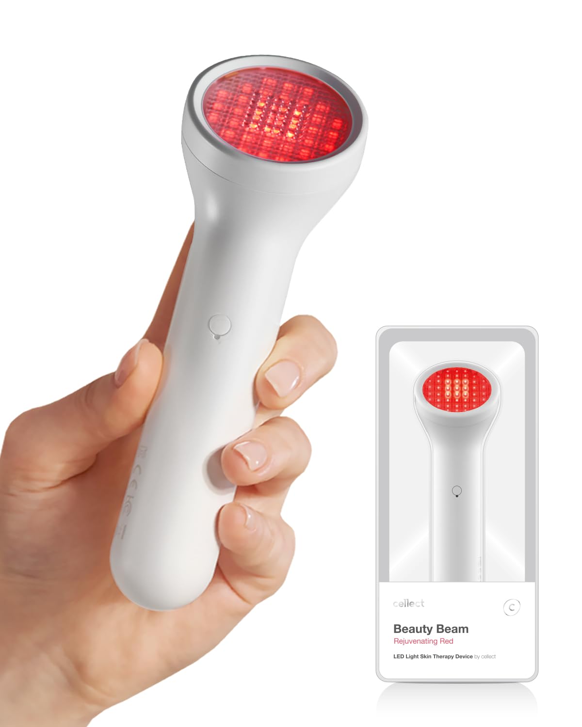 Rejuvenating Red Beauty Beam by CELLECT - Red LED Handheld Infrared Therapy Facial Device for Wrinkles & Fine Lines | At-Home Collagen Boosting Skincare Treatment | Perfect for Anti-Aging, Spa Days & Daily Skin Rejuvenation