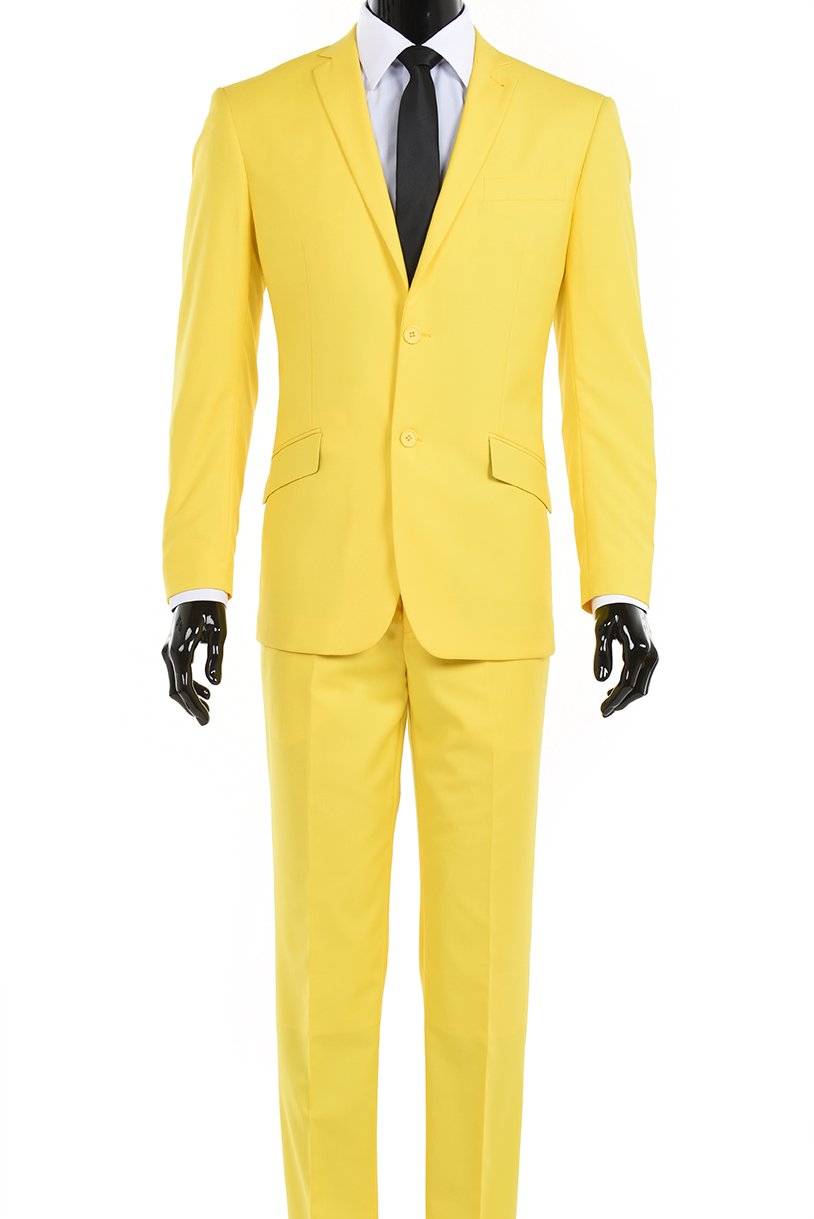 Stylish Yellow Men's Suit Set with Free Necktie & Pocket Square | Perfect for Weddings, Business Meetings & Formal Events