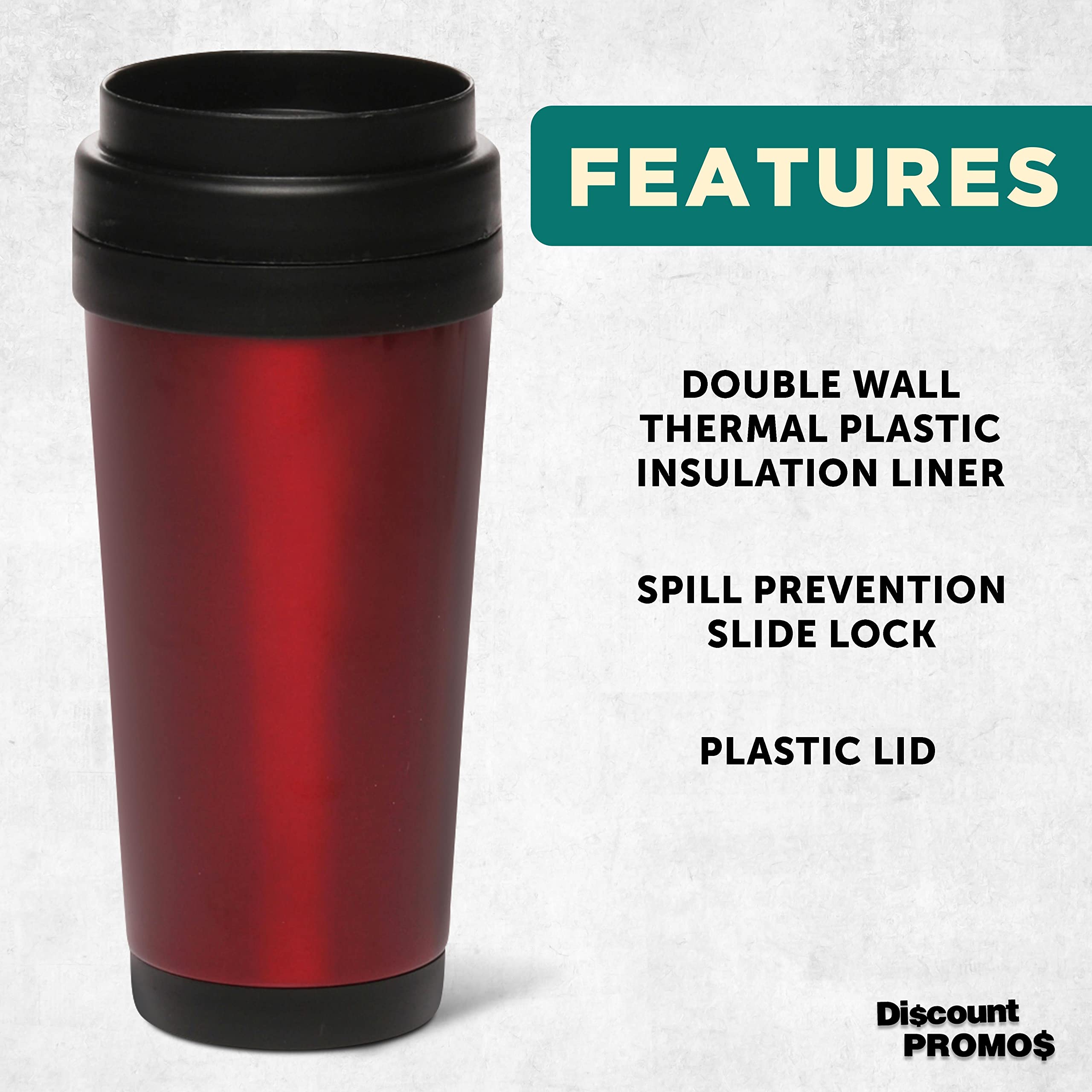 Premium 16oz Insulated Stainless Steel Travel Mugs - Set of 10 Bulk Pack - Double Wall Vacuum Insulation for Hot & Cold Drinks - Keeps Coffee, Tea, Soda Iced or Hot for Hours - Ideal for Office, Camping, Road Trips & Daily Commute - Red