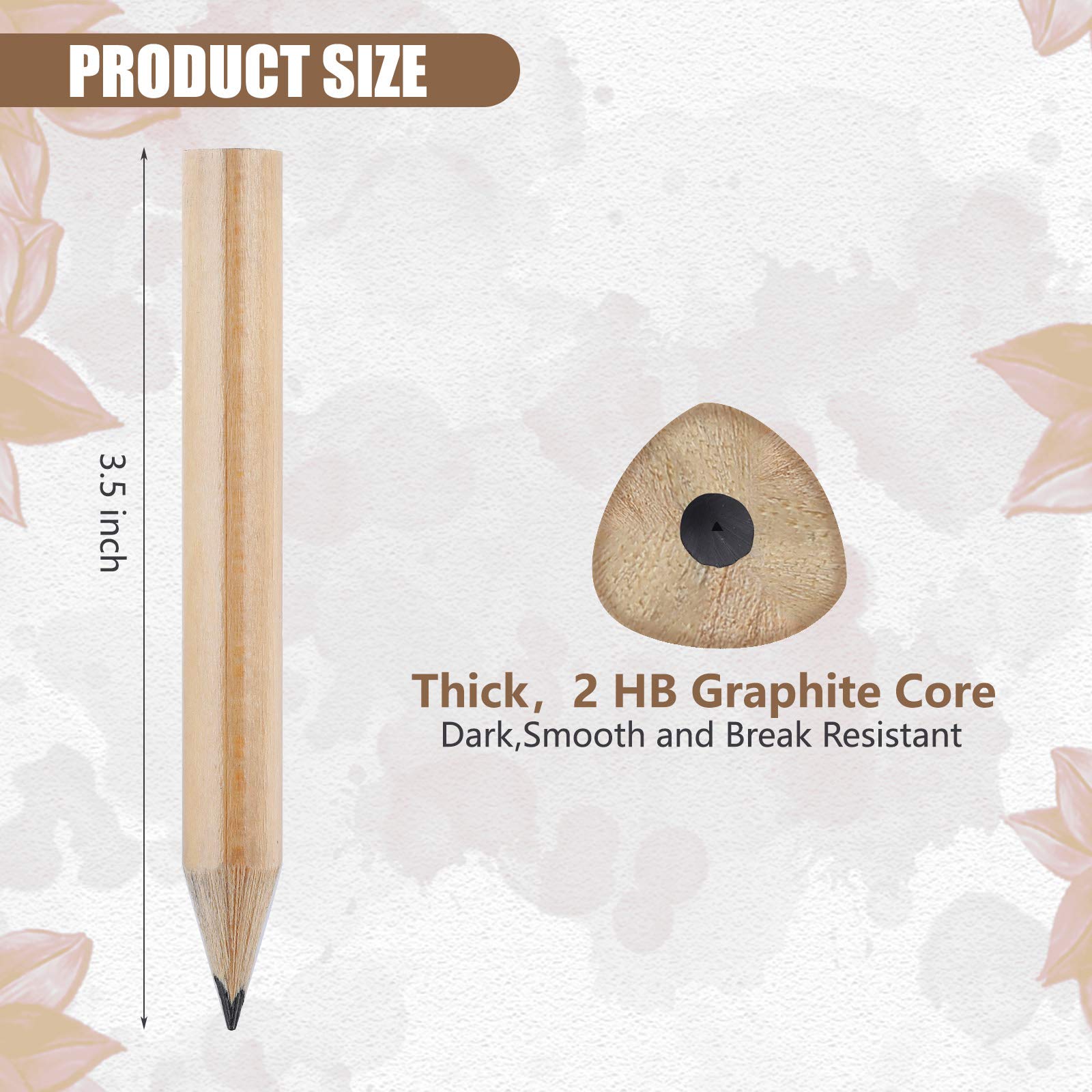 Zonon Short Triangular Fat Pencils for Kids - 40 Pack Mini Wooden Beginner Writing Pencils with Comfortable Grip (3.5 Inch) - Perfect for Preschool, Kindergarten & Early Learning Activities
