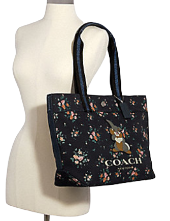 Coach Disney X Coach Tote Bag with Rose Bouquet Print & Thumper Design - Stylish Women's Shoulder Bag for Work, Travel & Everyday Use