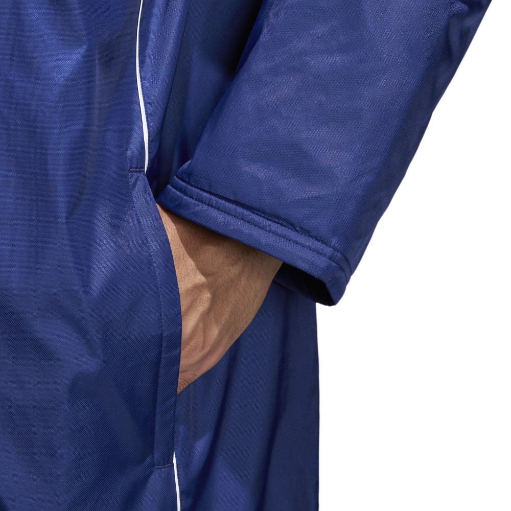 Adidas Core 18 Stadium Jacket for Men - Dark Blue/White Windbreaker - Lightweight Water-Resistant Training Jacket for Running, Hiking & Outdoor Sports