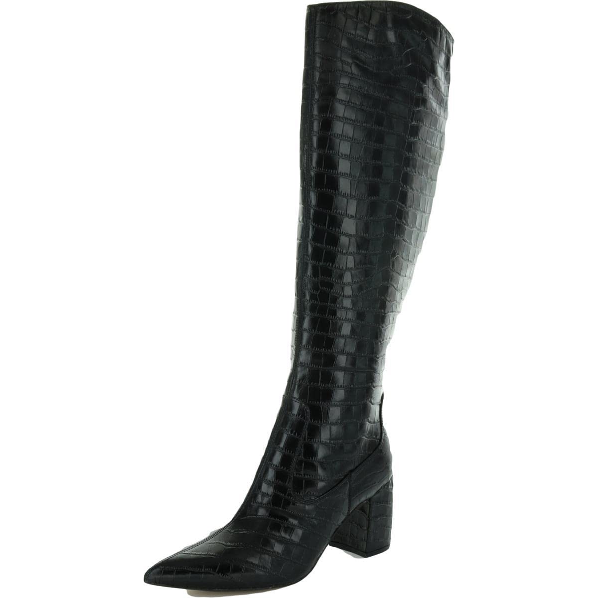Marc Fisher Women's Retie 4 Leather Embossed Over-The-Knee Boots - Stylish Knee High Boots for Fall & Winter Fashion, Date Nights & Office Wear