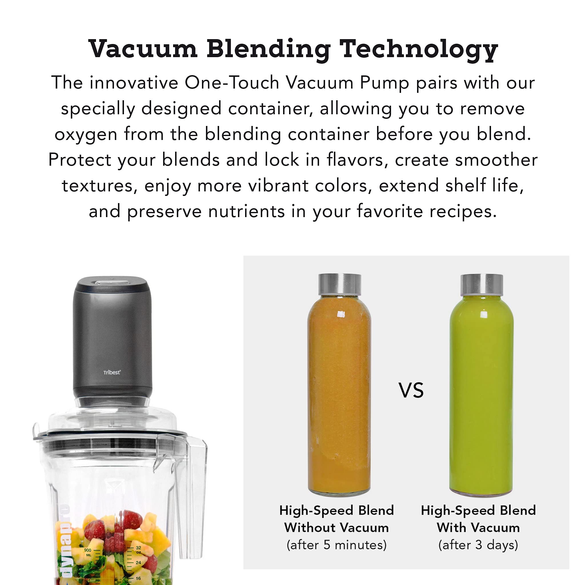 Tribest Dynapro DPS-2250 2.5HP Vacuum Blender - Commercial Grade for Smoothies & Juicing