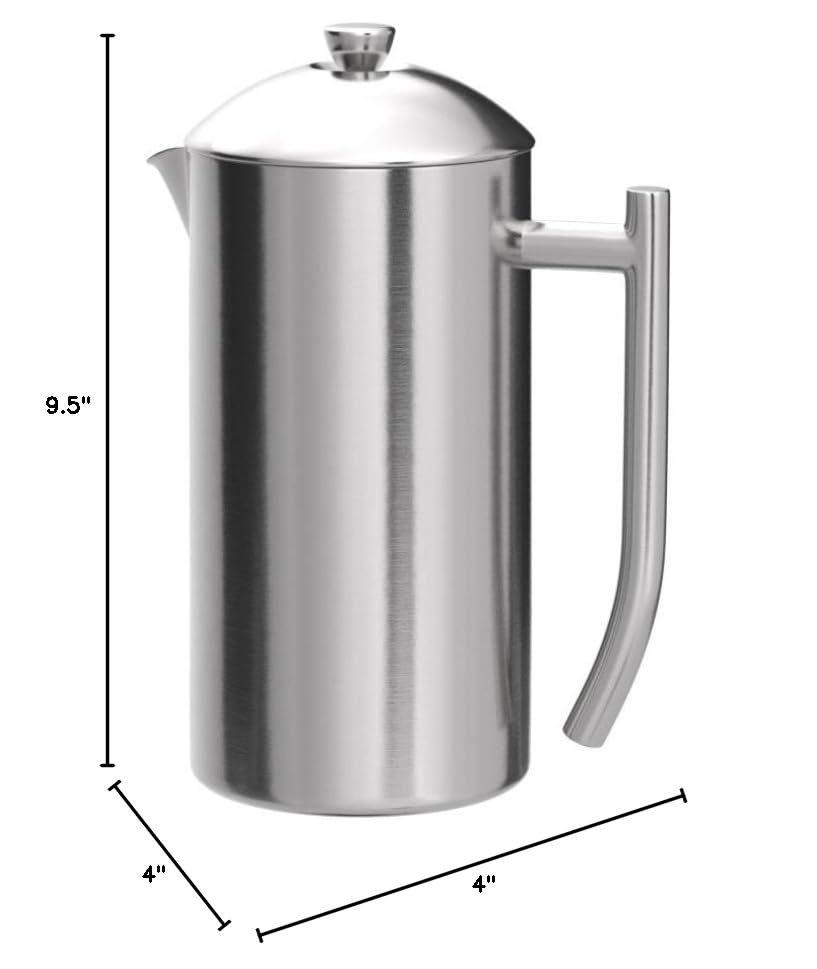 Frieling Double-Walled Brushed Stainless Steel Insulated French Press Coffee Maker - 36 oz Coffee Presser for Home, Office & Camping - Keeps Coffee Hot for Hours - BPA Free & Dishwasher Safe