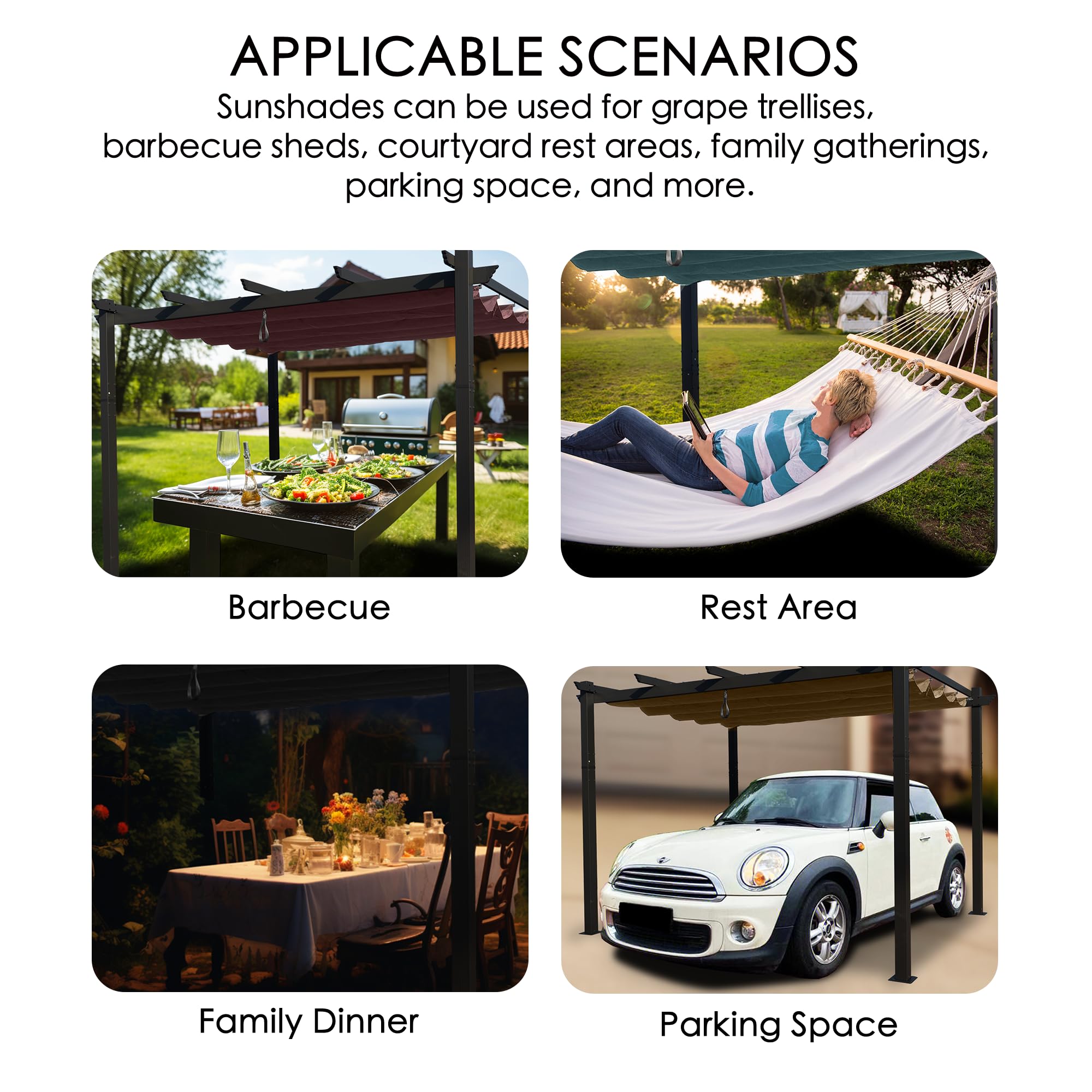 Kozyard Morgan 10' x 10' Beige Retractable Aluminum Pergola with Sun Shade Canopy - Modern Outdoor Patio Shelter for Backyard, Deck, Garden - Perfect for Lounging, Dining & Entertaining Guests