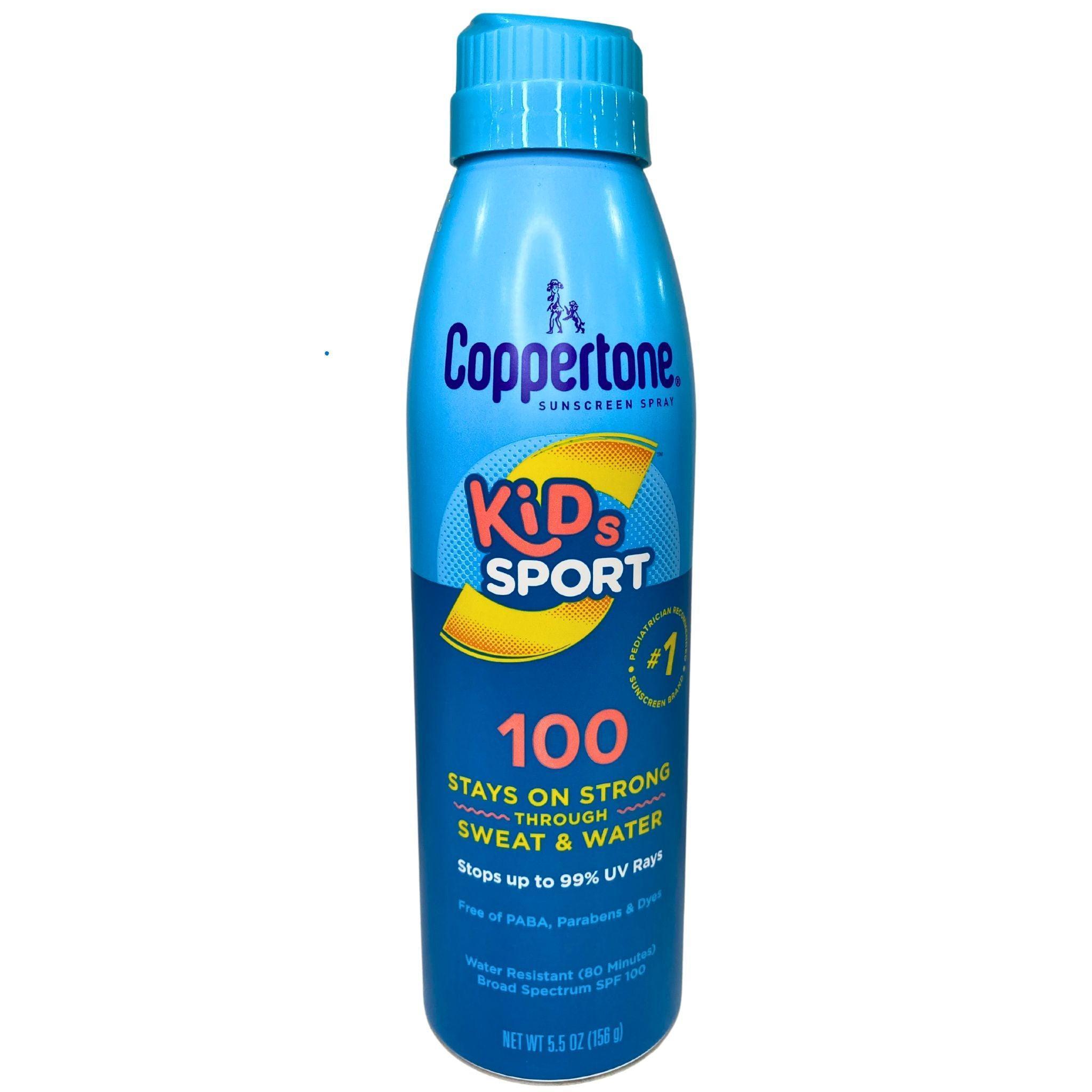 Coppertone Kids Sport SPF 100 Sunscreen Spray 5.5 oz (95-Pack Bulk) - Water-Resistant Sun Protection for Outdoor Activities, Swimming, and Beach Days