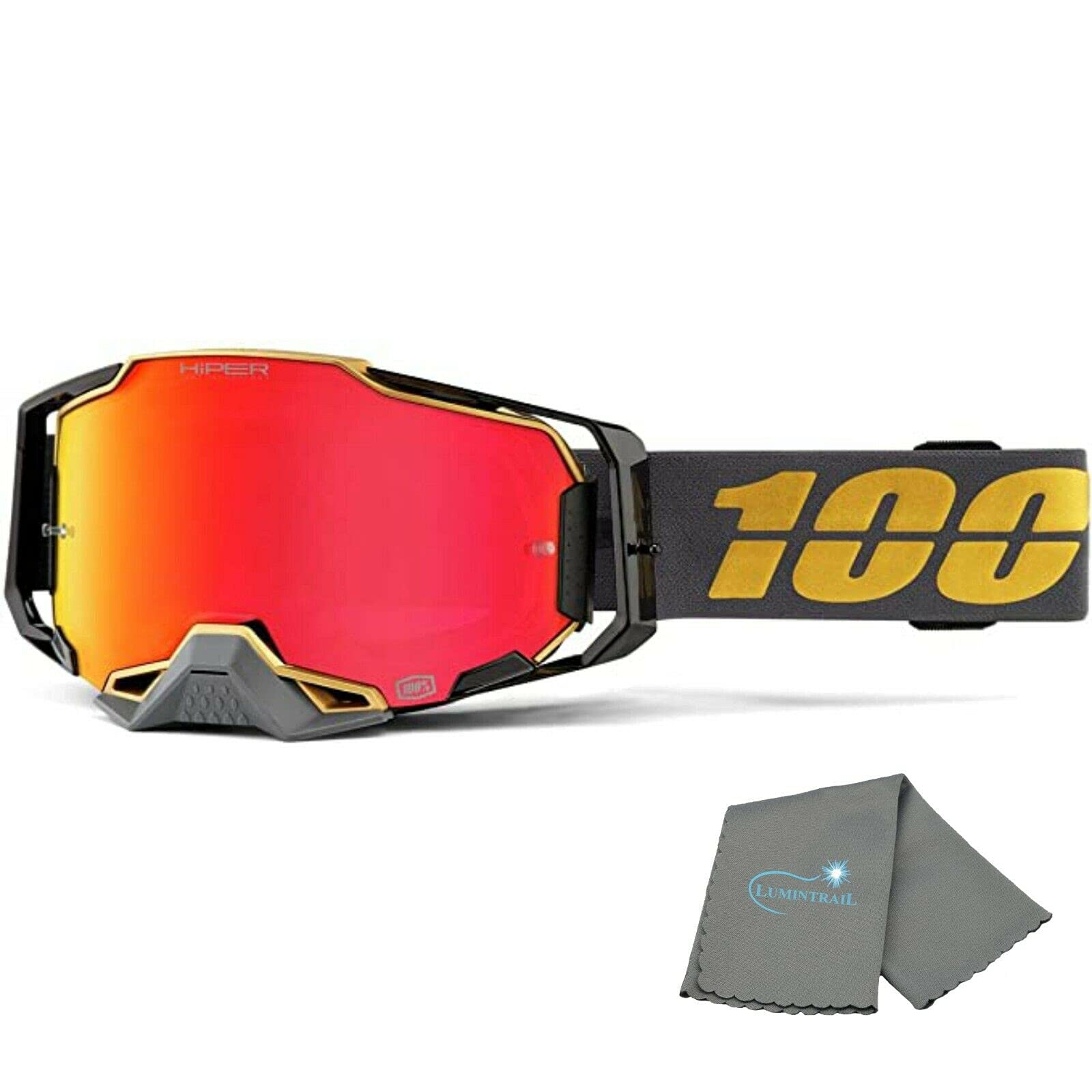 **Armega 100% Motocross & Mountain Bike Goggles - High-Performance MTB/Moto Racing Eyewear with Anti-Fog Lens & Free Cleaning Cloth - Ideal for Off-Road, Dirt Biking & Trail Riding**