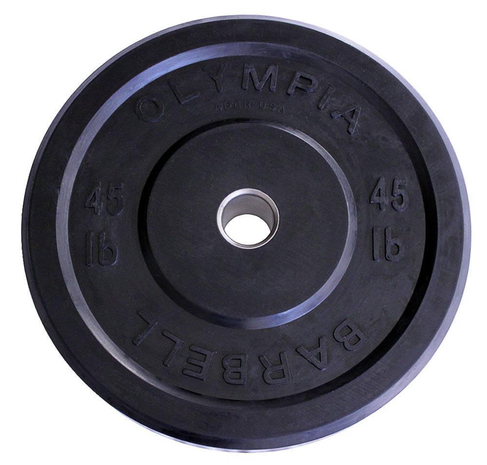 Ader 45 lb Solid Rubber Weight Plates Pair - Black Olympic Weight Plates for Home Gym, Strength Training & CrossFit Workouts
