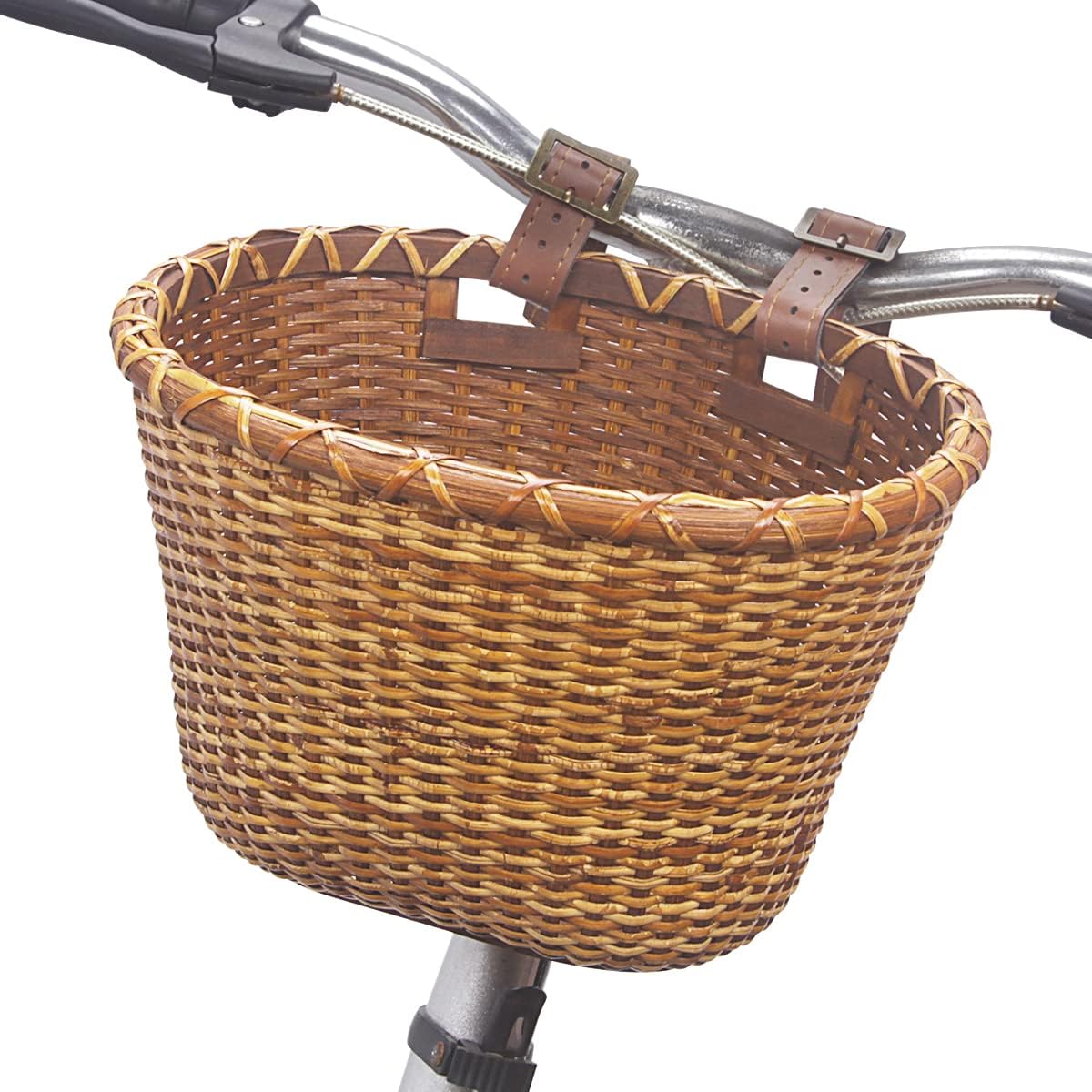 Stylish Woven Rattan Bike Basket for Front Handlebar - Perfect for Groceries, Picnics & Commuting - Durable & Eco-Friendly Bicycle Accessory