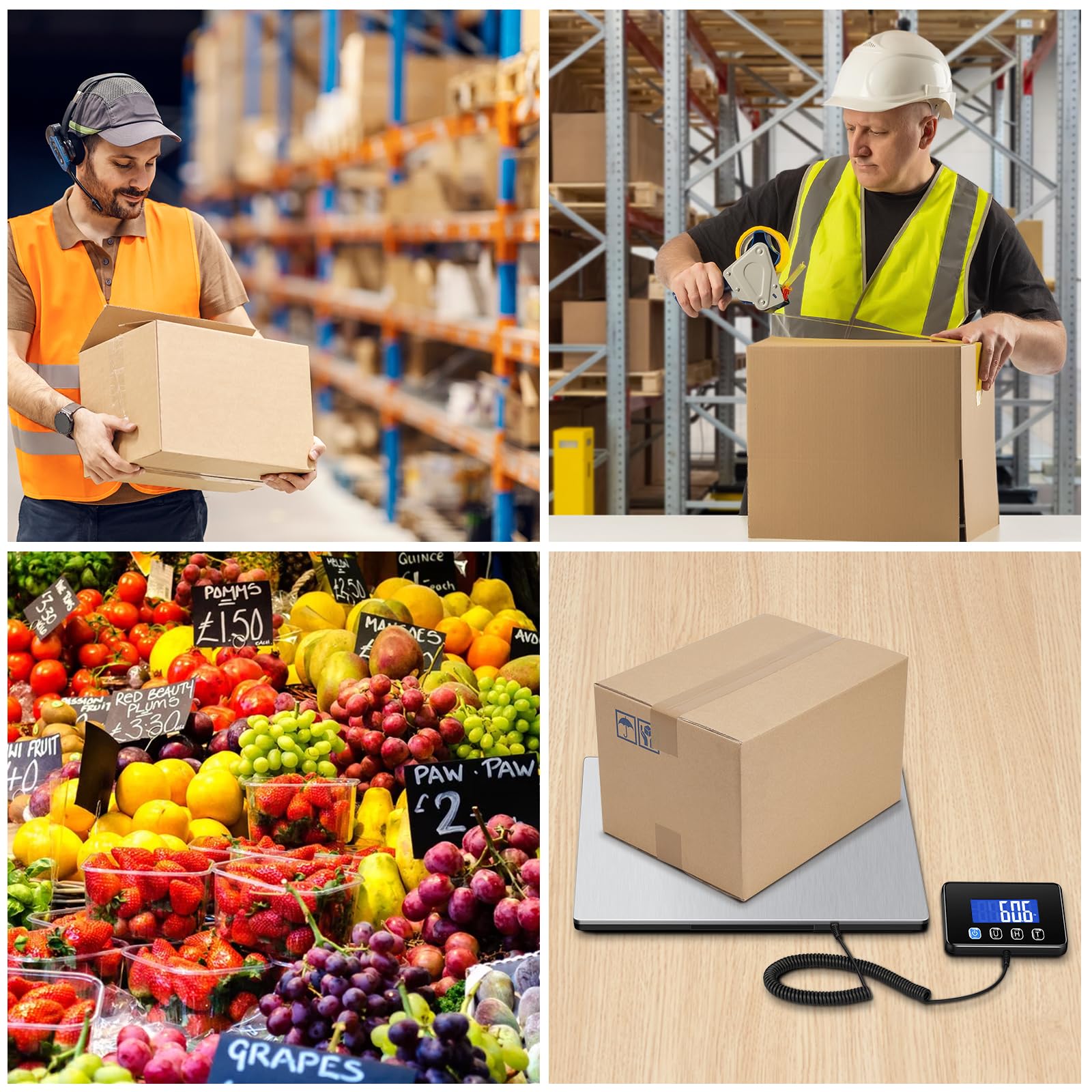 Heavy Duty Digital Shipping Scale 660lbs - High Precision 0.35oz Postal Scale for Packages, Small Business & Home Use - Includes Battery & Charging Cable - Perfect for E-commerce, Warehouses & Luggage Weighing