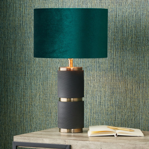 Alnico Black and Brass Metal Textured Table Lamp Base Only - Modern Home Office Desk Lighting Decor for Living Room, Bedroom, Study
