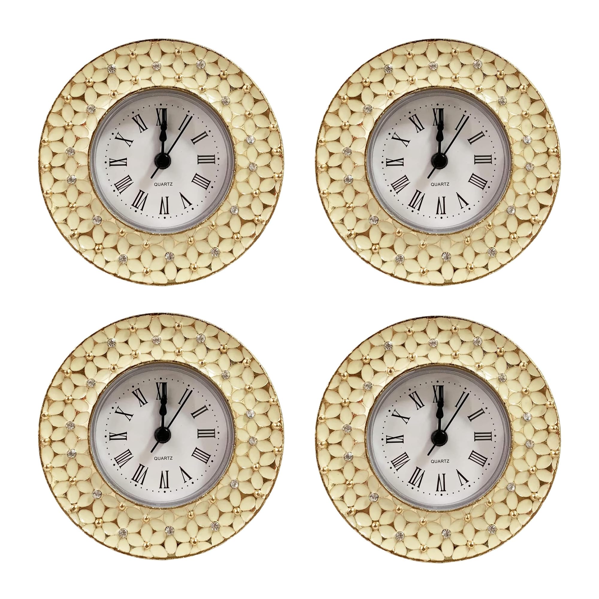 Vintage Mini Analog Table Clock - Silent Non-Ticking Battery Operated Desk Clock with Hand-Painted Metal Body | Perfect for Home, Office, Bedroom, Shelf Decor & Gift Giving