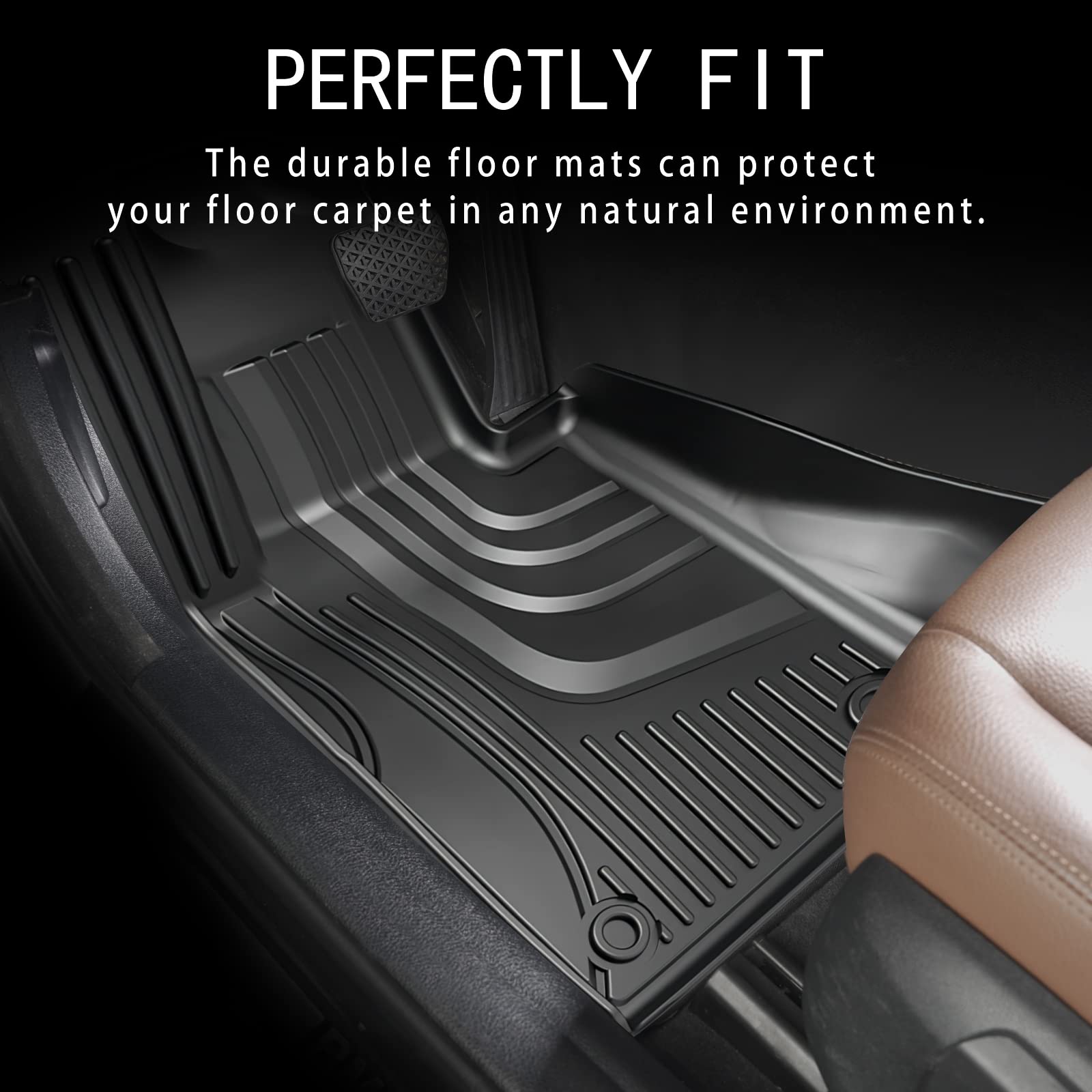 AOMSAZTO Custom Fit TPE All-Weather Floor Mats for Jeep Compass 2017-2024 | Durable Non-Slip Car Floor Liners for 1st & 2nd Row | Perfect for Off-Roading, Camping & Daily Commute (Black)