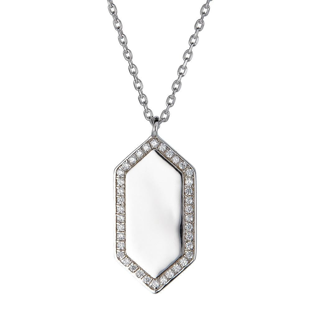14KT Gold Hexagon Diamond Necklace - 0.10 CTW Genuine Diamond Pendant for Women - Elegant Everyday Jewelry & Special Occasion Gift