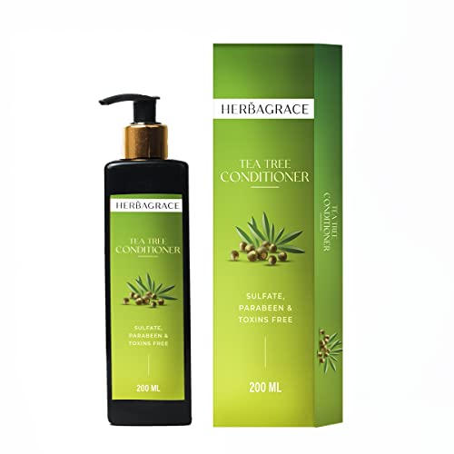 Herba Grace Tea Tree Conditioner for Frizzy Hair - Natural Herbal Detangler for Smooth, Silky & Manageable Hair (200ml) | Perfect for Daily Hair Care & Frizz Control After Shower or Swimming