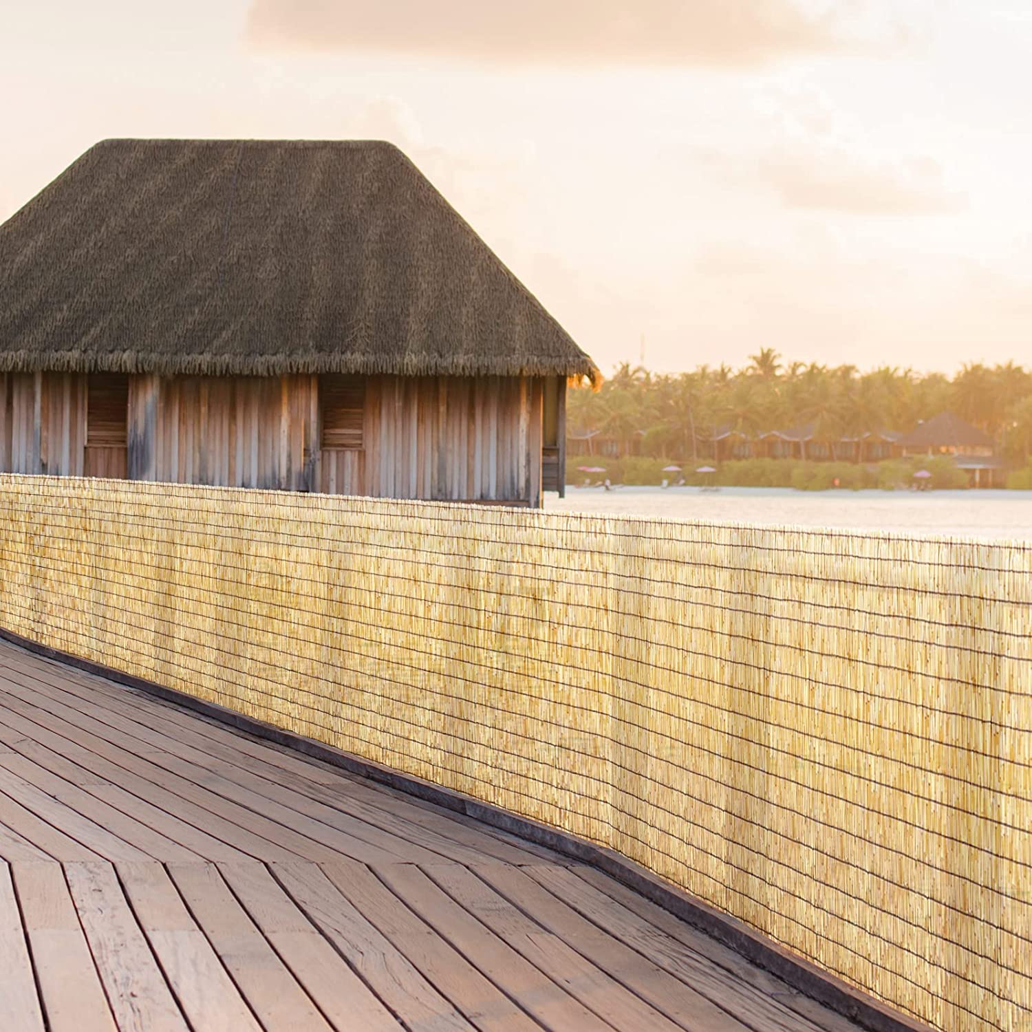 5.5FT x 16.4FT Natural Bamboo Reed Fencing Rolls - Outdoor Privacy Screen for Backyard, Patio & Garden Cover | Durable Reed Curtain Fence for Deck, Poolside & Landscape Design