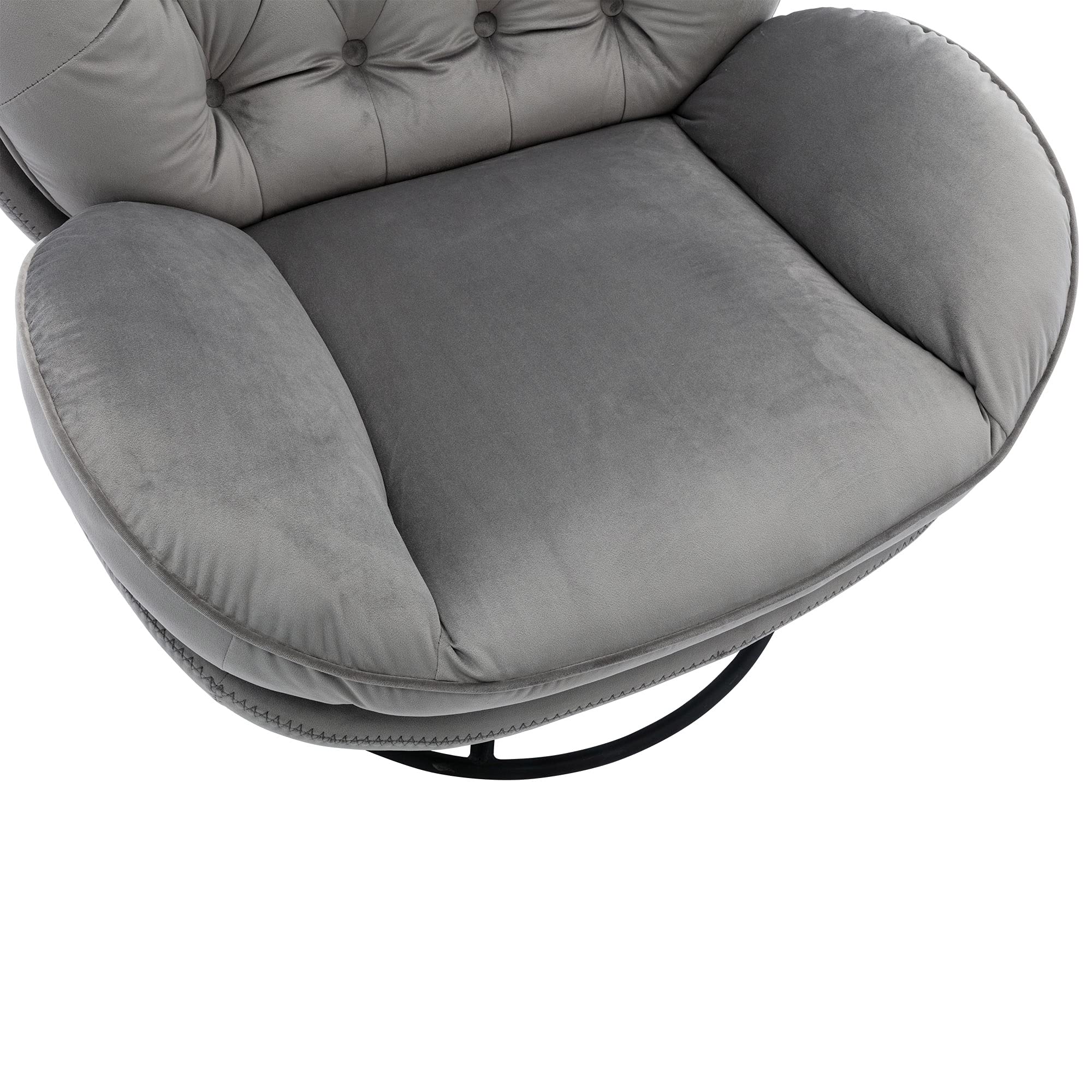 Modern Velvet Swivel Accent Chair with Ottoman Set - Gray Lounge Chair for Living Room, Home Office & Club - Metal Legs & Comfortable Seating - Perfect for Relaxing, Watching TV or Reading