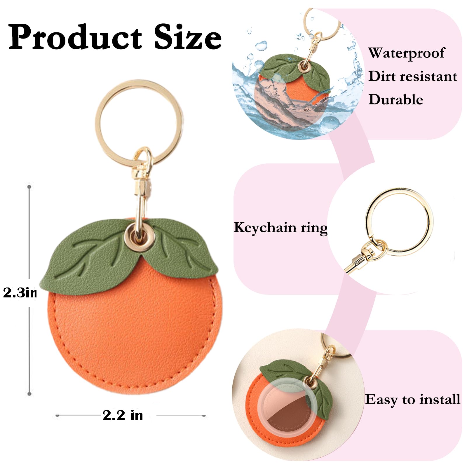 Durable Leather Keychain Holder for Apple AirTag - Anti-Scratch Protective Cover with Key Ring | Perfect for Keys, Luggage & Backpack Tracking