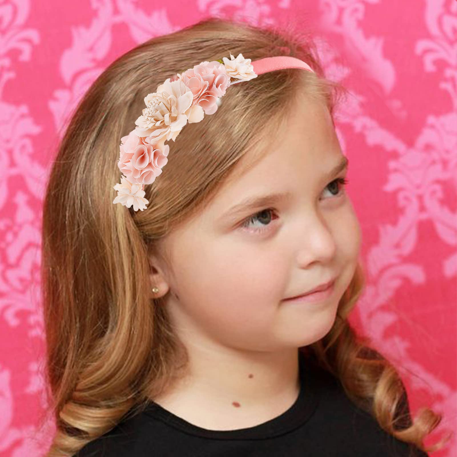 Floral Hairbands for Girls & Toddlers - 2 Pack Plastic Flower Hair Accessories for Kids | Perfect for Birthday Parties, Weddings & Daily Wear